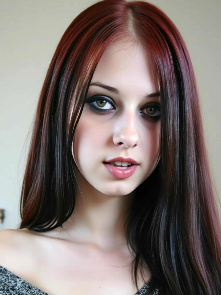 A high-quality, glamour (close-up portrait:1.5) of a young woman dressed in casual clothing, blending laid-back comfort with a touch of effortless elegance. Her expression is calm and approachable, radiating friendliness and quiet confidence. The setting features a clean, solid background in a soft, neutral tone, with expertly diffused lighting to highlight her natural features and enhance the overall composition. The focus is sharp, capturing fine details like her skin texture, hair, and subtle makeup, creating a polished and professional aesthetic.