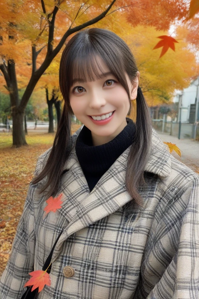 score_9,score_8_up,score_7_up,score_6_up,rating_explicit,8k,ultra detailed,
1girl,solo,tree,realistic,outdoors,black hair,autumn,bag,looking at viewer,brown eyes,day,autumn leaves,photo background,open mouth,lips,long hair,sky,scarf,real world location,plaid,smile,leaf,traditional media,scenery,teeth,twintails,coat,brown hair,ponytail,long sleeves,bangs,<lora:PONY-Hanashiro Nao:1>,
