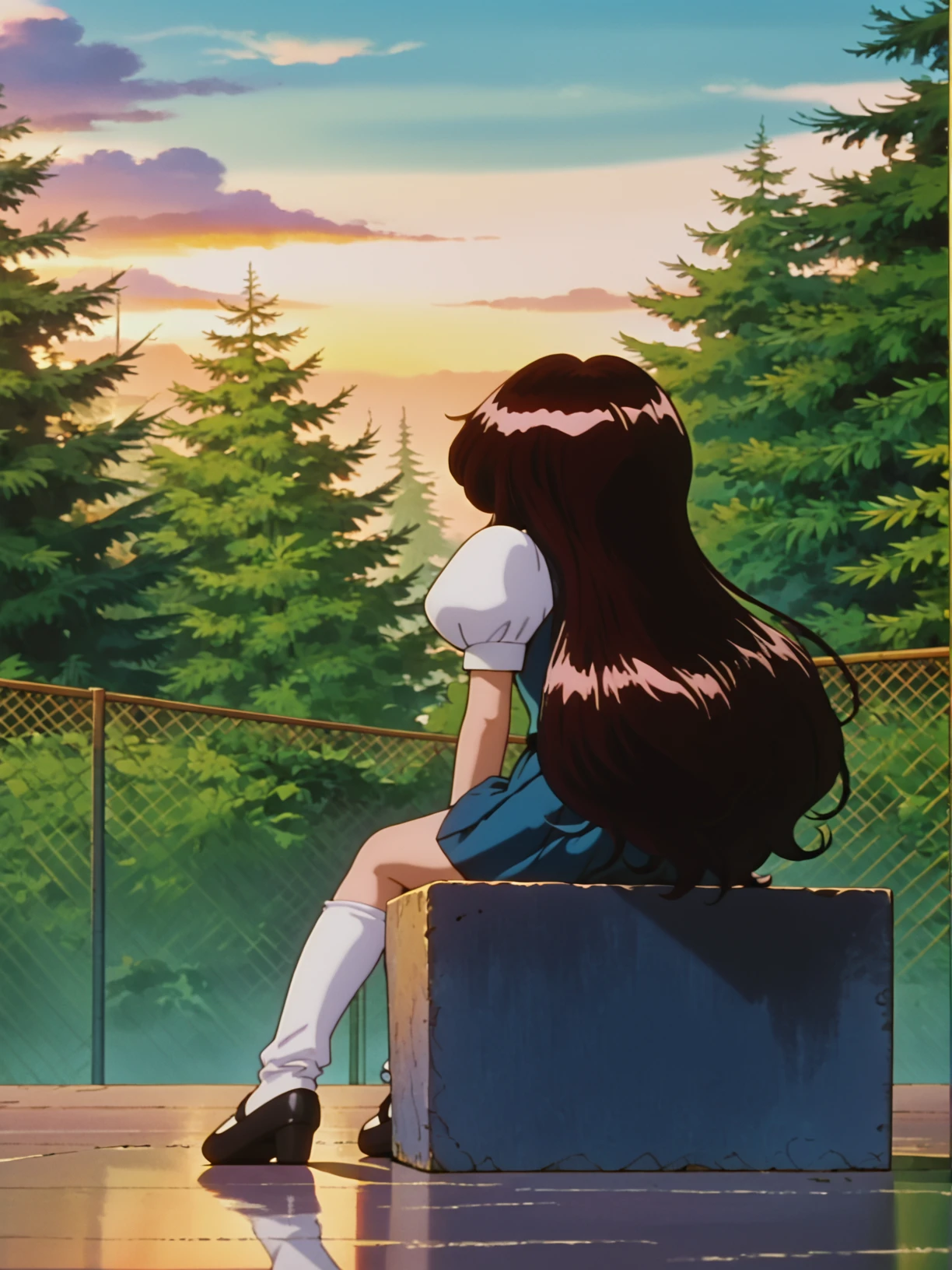 score_9, score_8_up, score_7_up, 1girl, solo, source_anime, anime_screencap, pkmGiselle, long hair, very long hair, big hair, puffy sleeves, short sleeves, mary janes, shoes, socks, <lora:pkmGiselle:1> , outside, sitting,