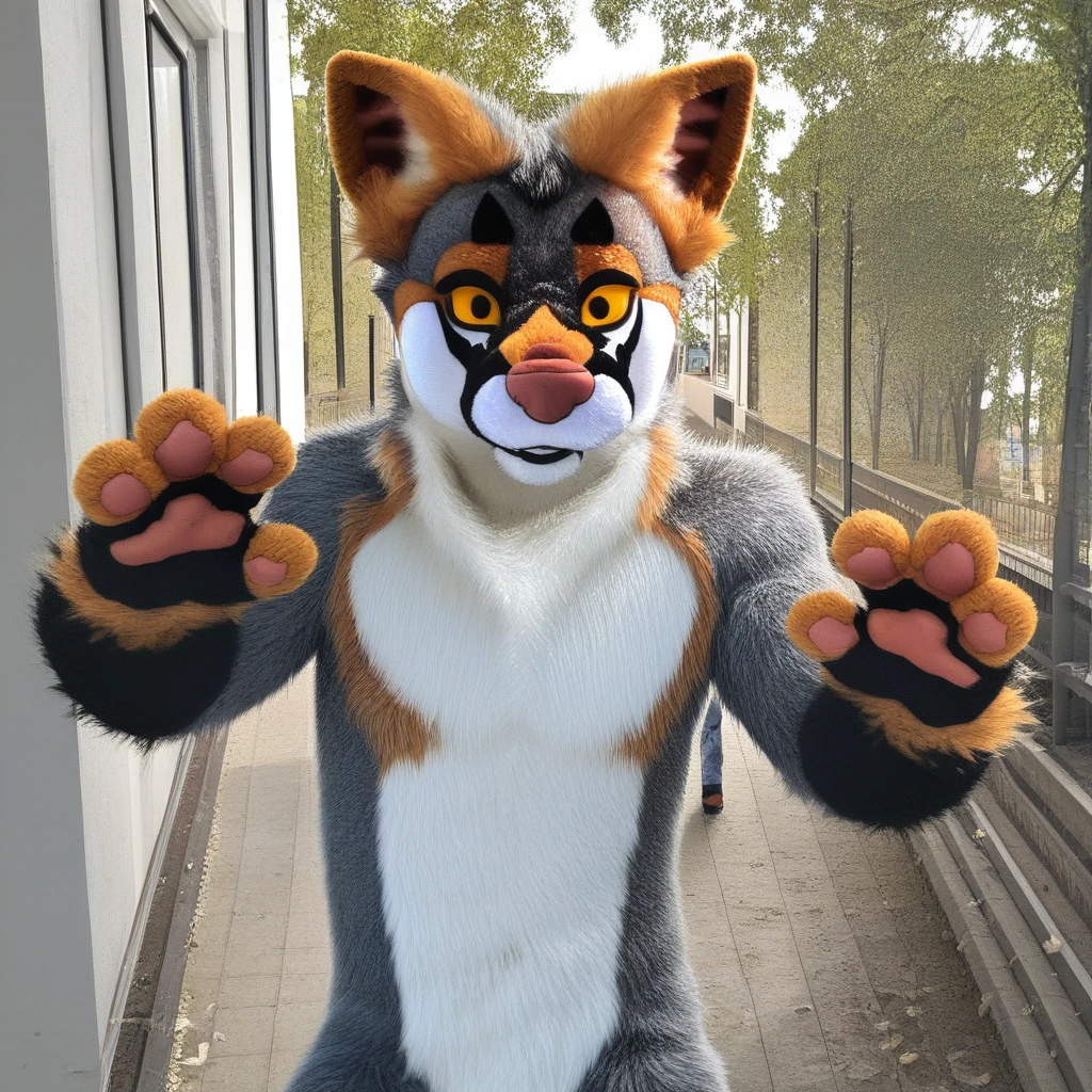 araffe dressed in a costume standing in a room, furry character, fursuit, full body with costume, furry fursona, fursuit!!!!, furry convention, furries wearing tails, furry, very furry, furry body, furry shot, sfw version, sfw, full - body and head view, full body mascot, full body and head view, fursona!!!!