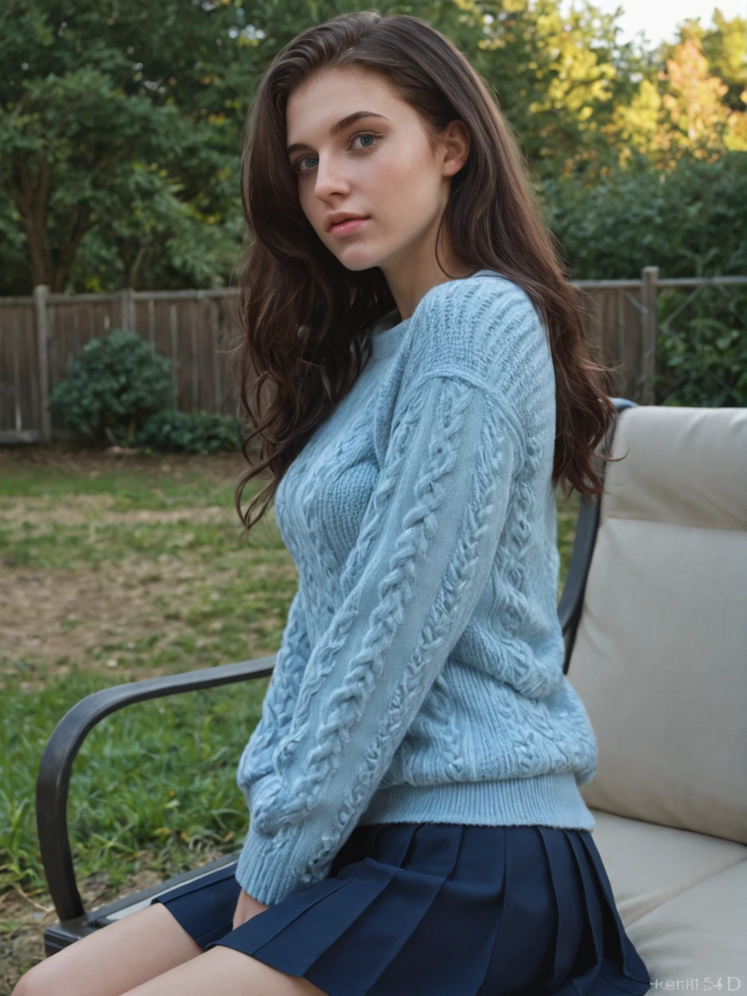 Full body front view of a beautiful 25 year old woman. (sin maquillaje), rostro natural, textura natural de la piel, ojos azules (Ojos detallados), pelirrojo, pelo largo de color rojo, pale skin, Piel natural perfecta, hermosas curvas, Figura femenina, grande butt, grande (Talla de copa C). Ella lleva jeans ajustados y ajustados., Knitted sweater. Ella camina en un ambiente urbano animado., con edificios altos, Pasarelas, fachadas coloridas de las tiendas. Fondo ambiente urbano vibrante. 1 solo girl. fotorrealista, Foto RAW, scenic, profundidad de campo, cara detallada, high resolution, colores saturados, cinematic lighting, film grain, average exposure time, apertura media, small focal length.