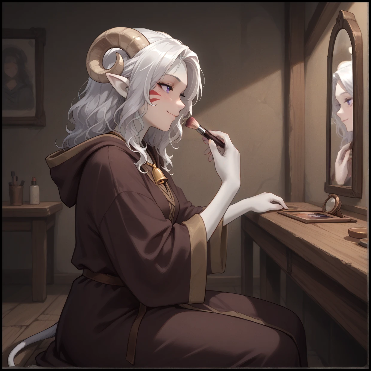 applying makeup Illustrious