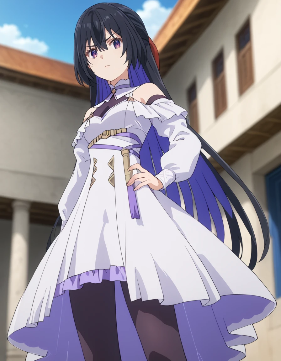 Anime girl in white dress standing in front of a building - SeaArt AI