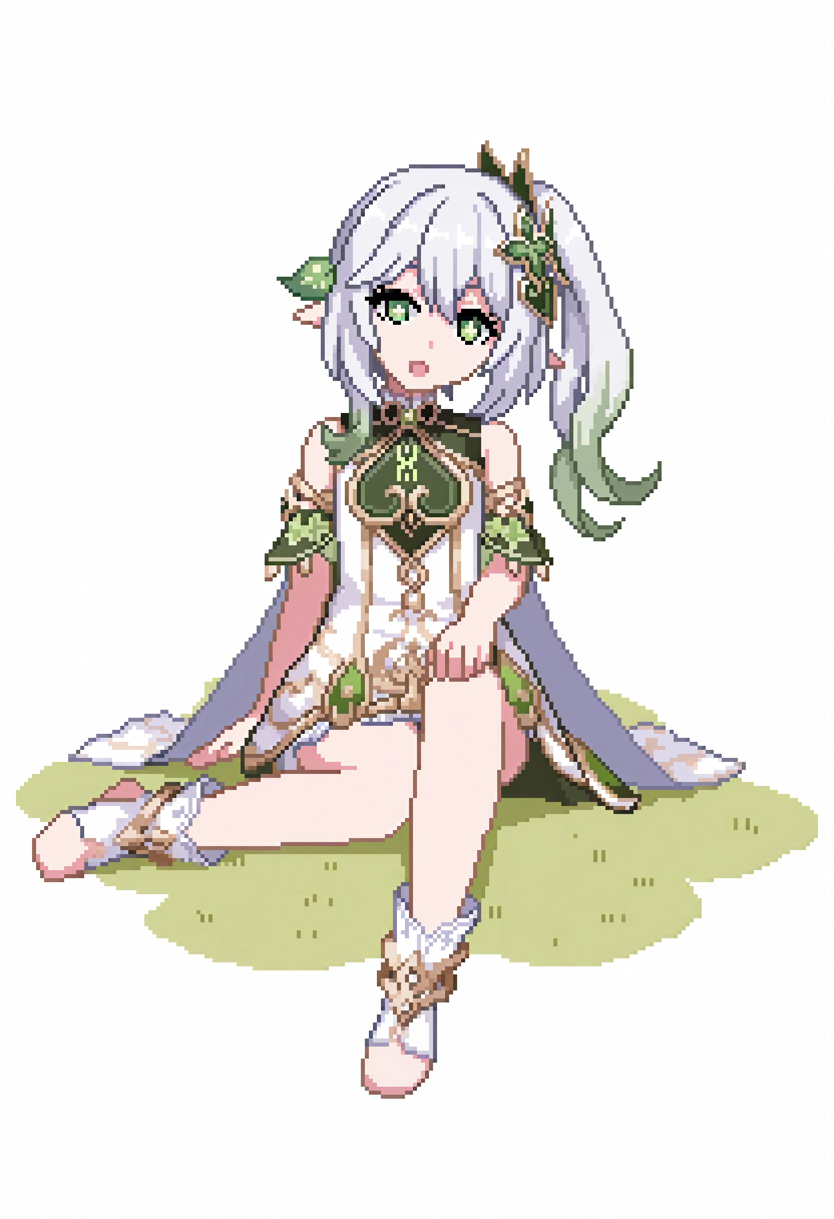 nahida genshin impact
masterpiece, best quality, newest,
1girl, solo, full body, white dress, sitting, :D, head tilt,