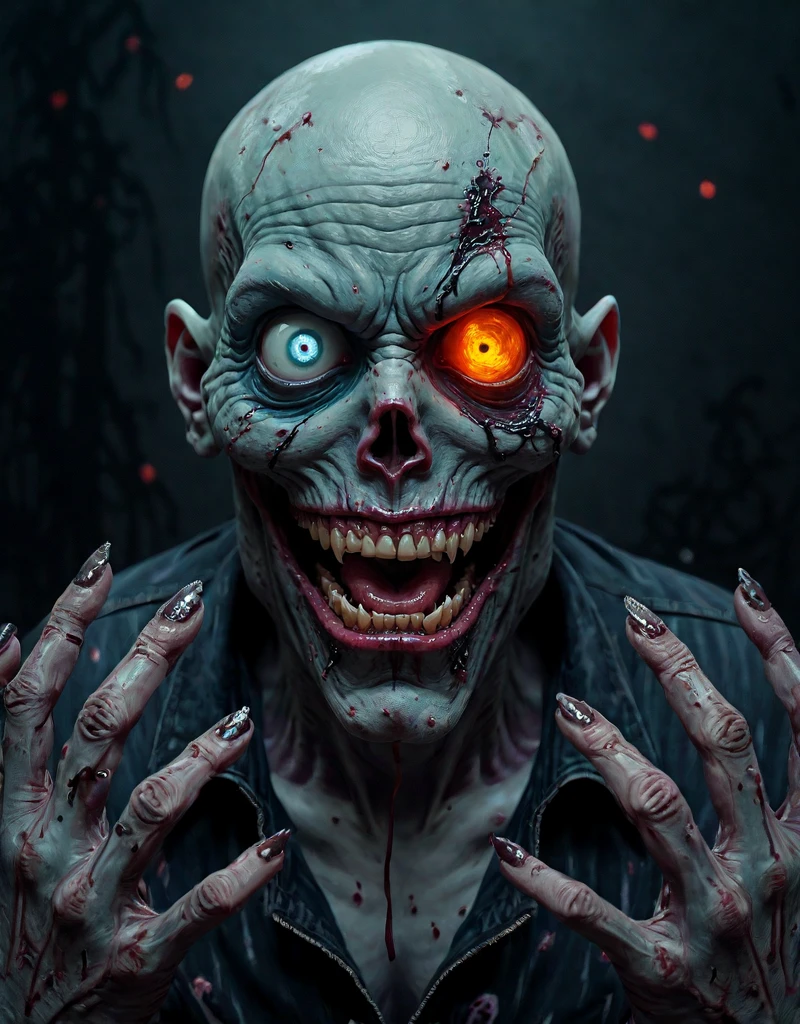 <lora:Joker_Smile:1> jsmil, zombie, 1boys, in a cimetary,