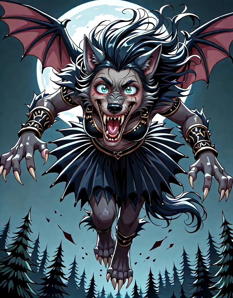 <lora:Joker_Smile:1> jsmil, werewolf, smile, flying hair, wearing a tutu
