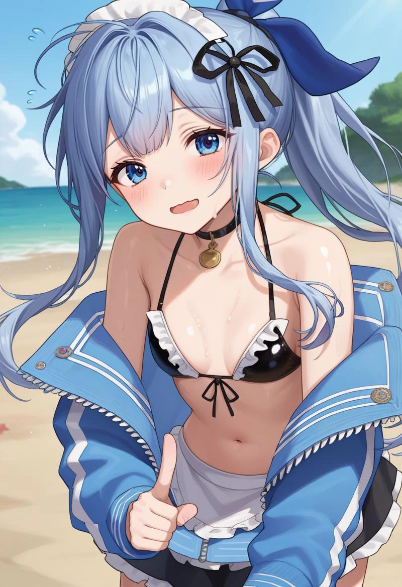 (Anime-style illustrations),Cupitan, Beach,, Looking pensively at the sea