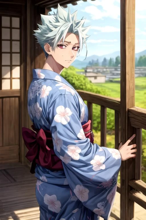 masterpiece, best quality, high quality, 1boy, solo, male focus, looking at viewer, , , <lora:ban_nanatsu_no_taizai:0.70>, ban_nanatsu_no_taizai, , , yukata