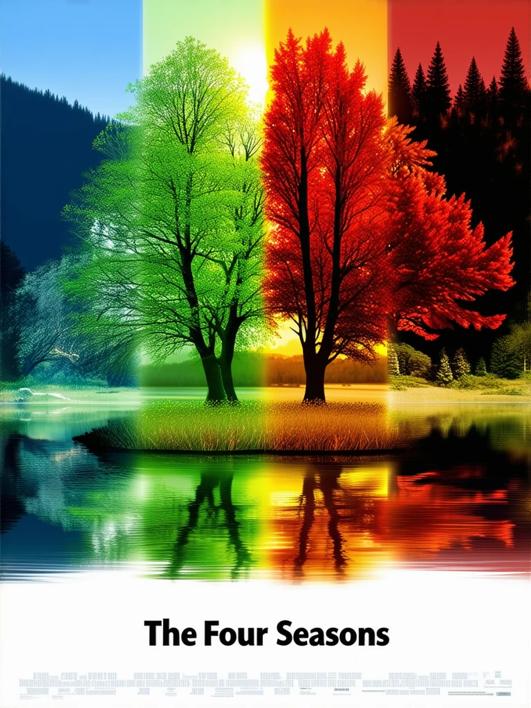 Movie poster: "The Four Seasons".
Nature scenery, divided by season.
Display credits.
mvpstrCE_style