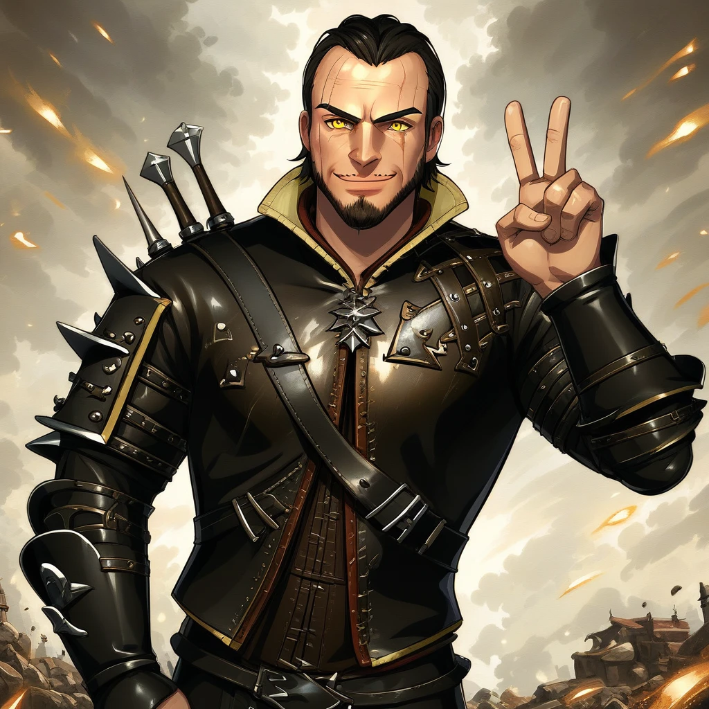 (a closeup of a Mage warrior of Attraction, body seen from the front:1.5) (male, 34 years old, imposing face, square chin, very masculine affections:1.8) with dark background, purple and pink cinematic lights, beautiful 3d rendering, (amazing super powers holding a magic stone shining brightly:1.3), with wizard's hat, (blinking right eye, looking at the camera, cool pose, pointing index finger at the camera, mouth ajar:1.7), (face and clothes well cool, short brown hair:1.4), detailed digital art, stylized 3d rendering, 3d rendered 8k character art, beautiful digital painting, 3d anime style, super detailed rendering