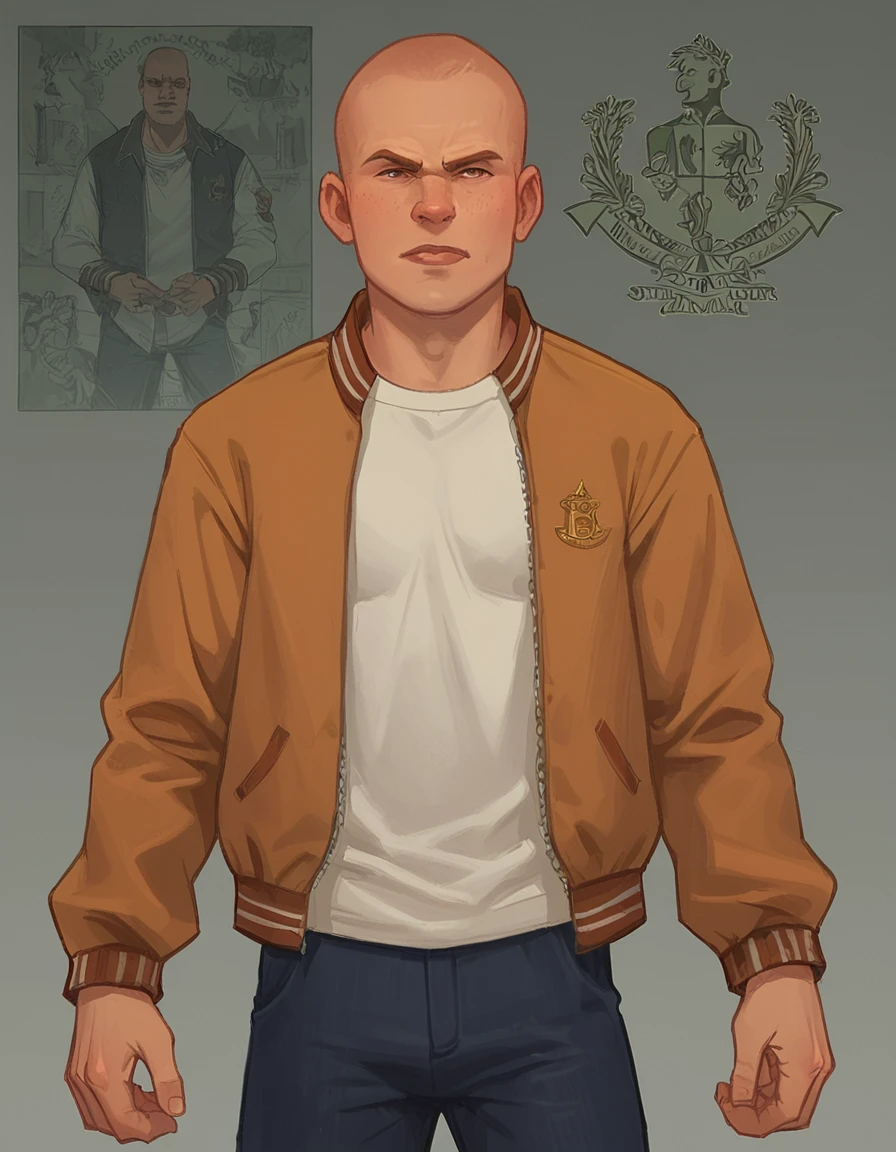 score_9, score_8_up, score_7_up, masterpiece, <lora:HKHorrorXL:1> <lora:sn0wStyle:1>male focus, bald, 1boy, solo, jacket, pants, shirt, jimmy hopkins <lora:Jimmy_Hopkins_Bully:0.8>
