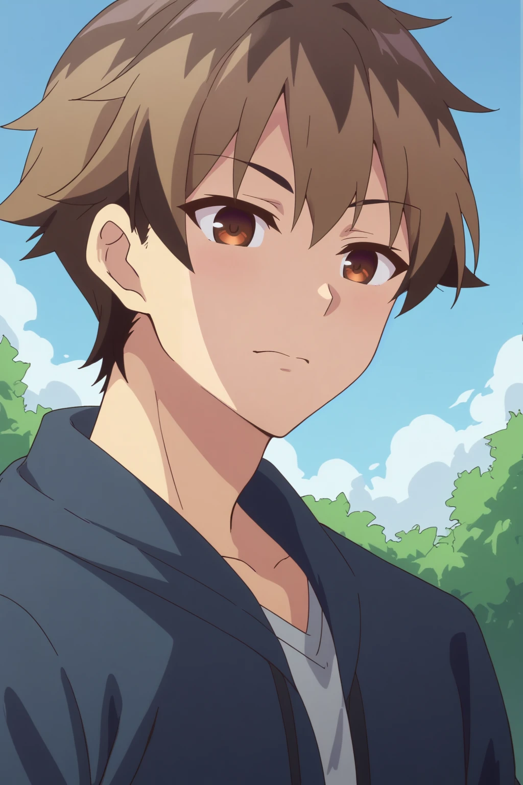 anime coloring, score_8_up, Kuzuryuu_Yaichi, upper body, outdoors <lora:Ryuuou_no_Oshigoto-Kuzuryuu_Yaichi-PDXL:0.8>