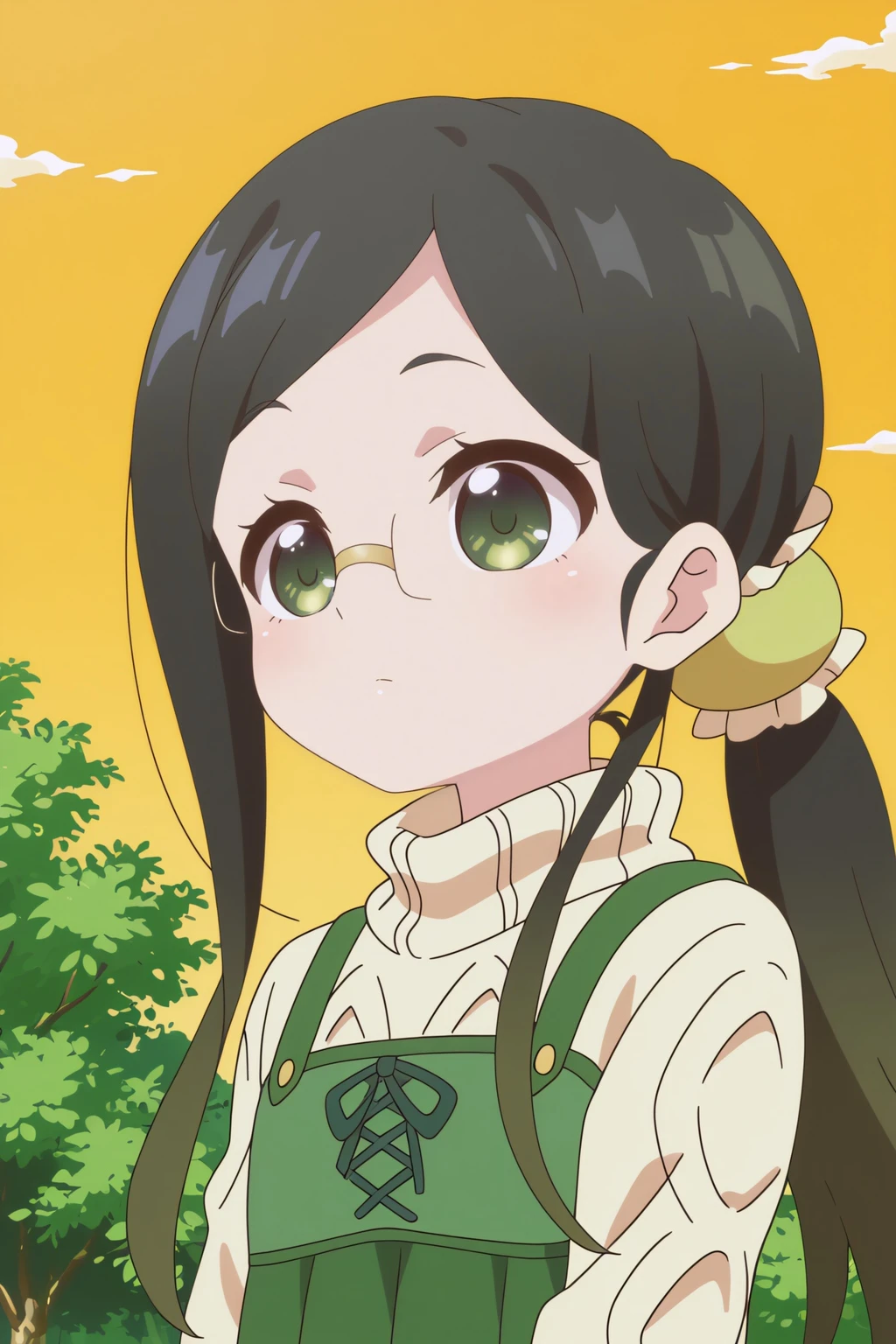 anime coloring, newest, outdoor sadatou ayano, rimless eyewear, turtleneck sweater <lora:Ryuuou_no_Oshigoto-Sadatou_Ayano-Illustrious:1>