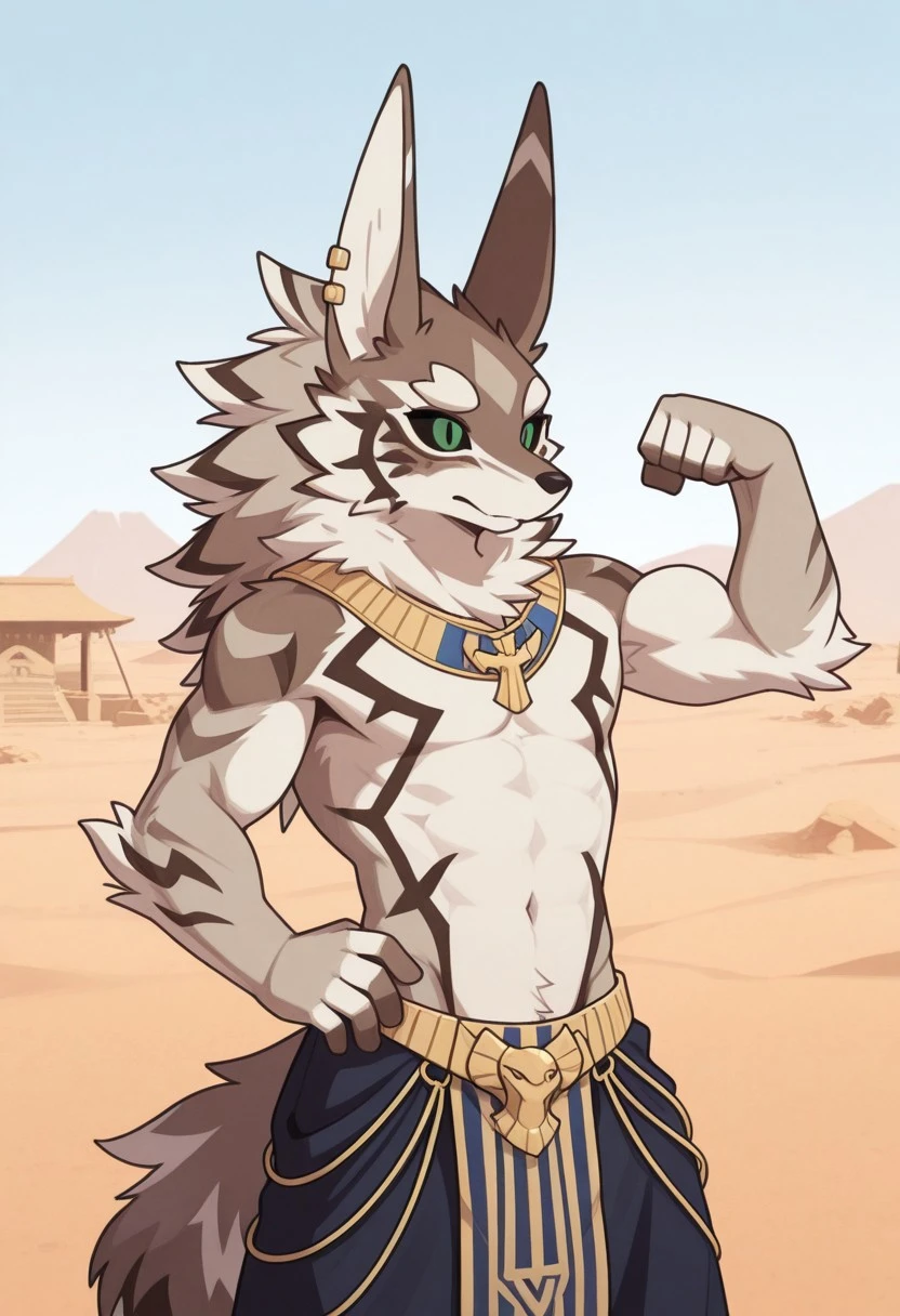 masterpiece, best quality, newest, absurdres, highres, 2024, 2023, masterpiece, best quality, amazing quality, (male, antro: 1.4), zuppu11
BREAK 
( athletic body ( flexing ) :1.1)), (1boy, solo ,(male only) anthro, ) 
BREAK 
(male: seth_(tas), green eyes, black sclera, brown fur, countershading, long ears)), Egyptian clothing
BREAK 
outdoors, detailed background, desert, temple