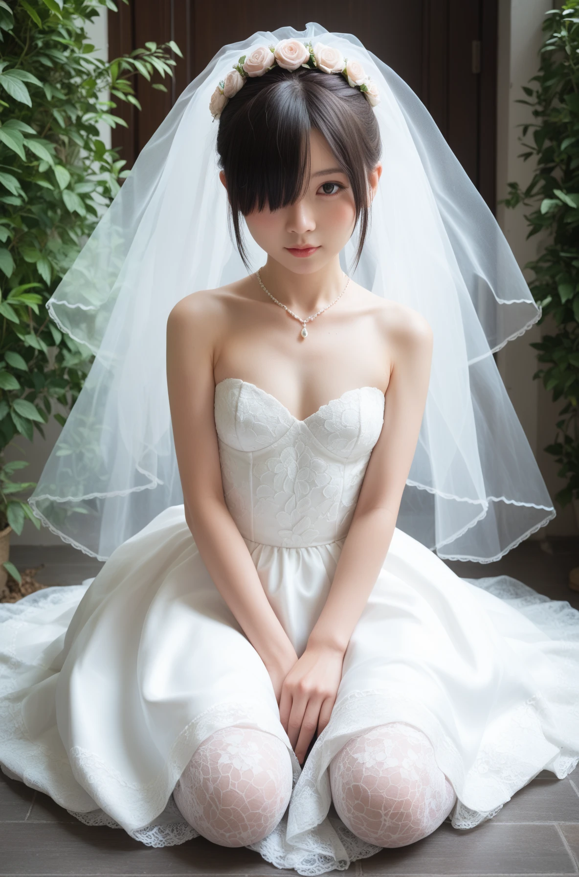 score_9,score_8_up,score_7_up,(semi-realistic),very awa,
venusmon, 1girl, wedding dress, bridal veil over eyes, small breasts, sit,
full body