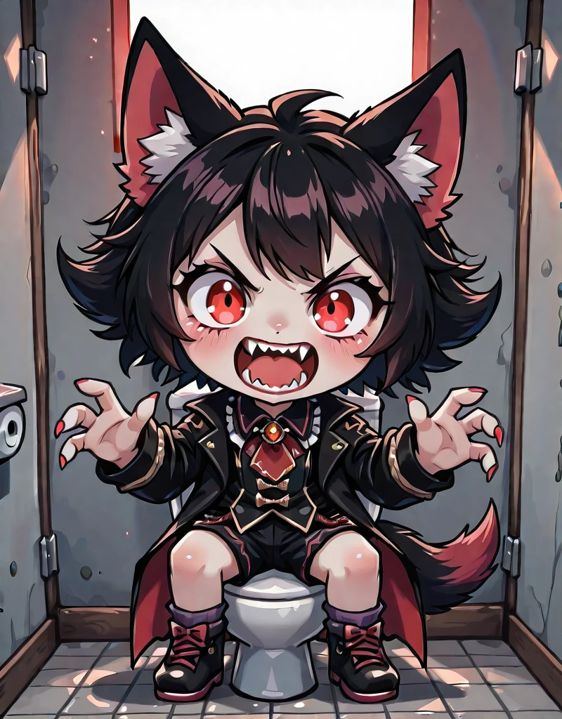 <lora:Chibi_Smile:1> chibisillus, chibi vampire, on the toilet,