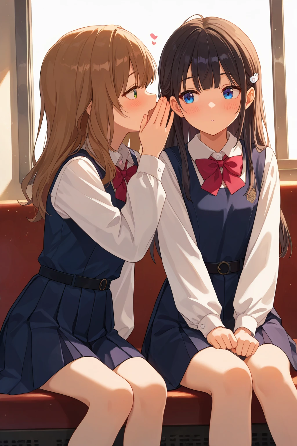 masterpiece, best quality, absurdres, safe
2girls, whispering in ear, sitting
<lora:whispering_in_ear_il_2_left_to_right:1>