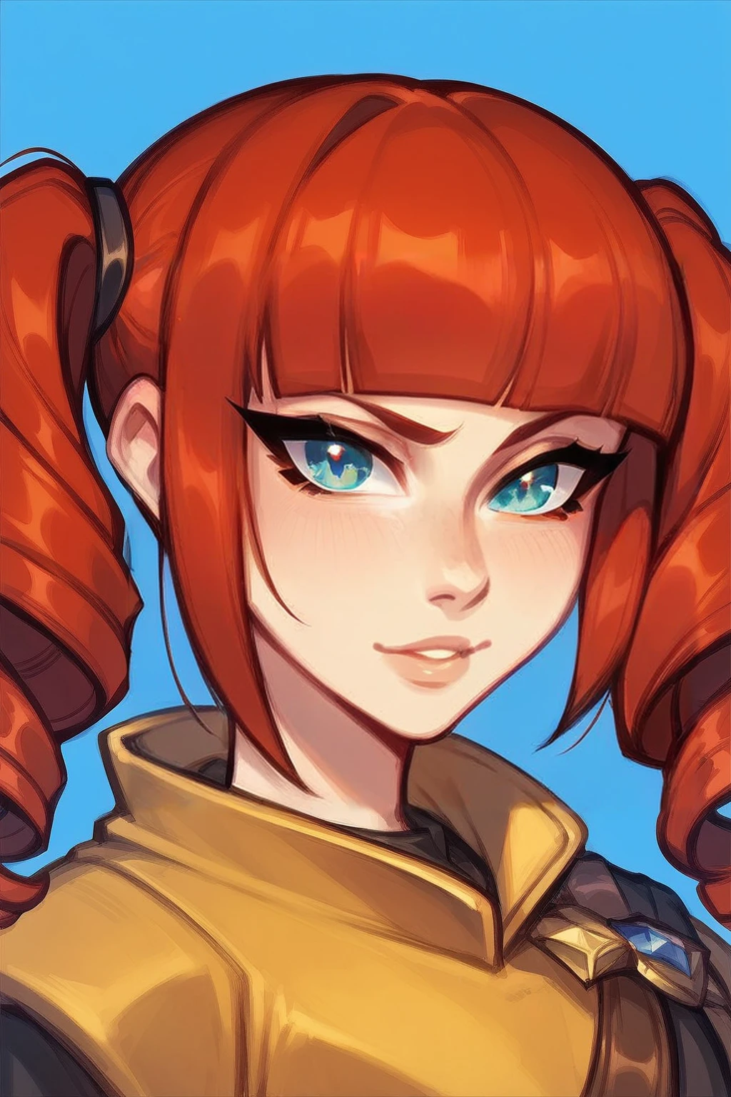 score_9, score_8_up, score_7_up, score_6_up,
1 female, solo, portrait, looking at viewer,
falari, blunt bangs, red hair, twintails, drill hair,
<lora:Falari:0.8>
<lora:BlushySpicy_Style:0.7>