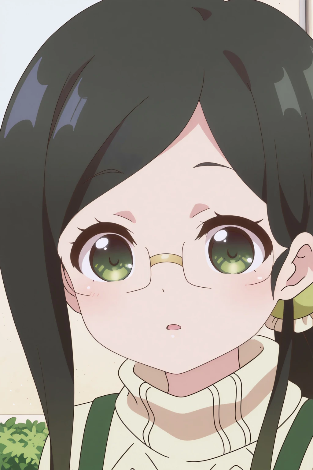 anime coloring, newest, outdoor sadatou ayano, rimless eyewear, turtleneck sweater <lora:Ryuuou_no_Oshigoto-Sadatou_Ayano-Illustrious:1>