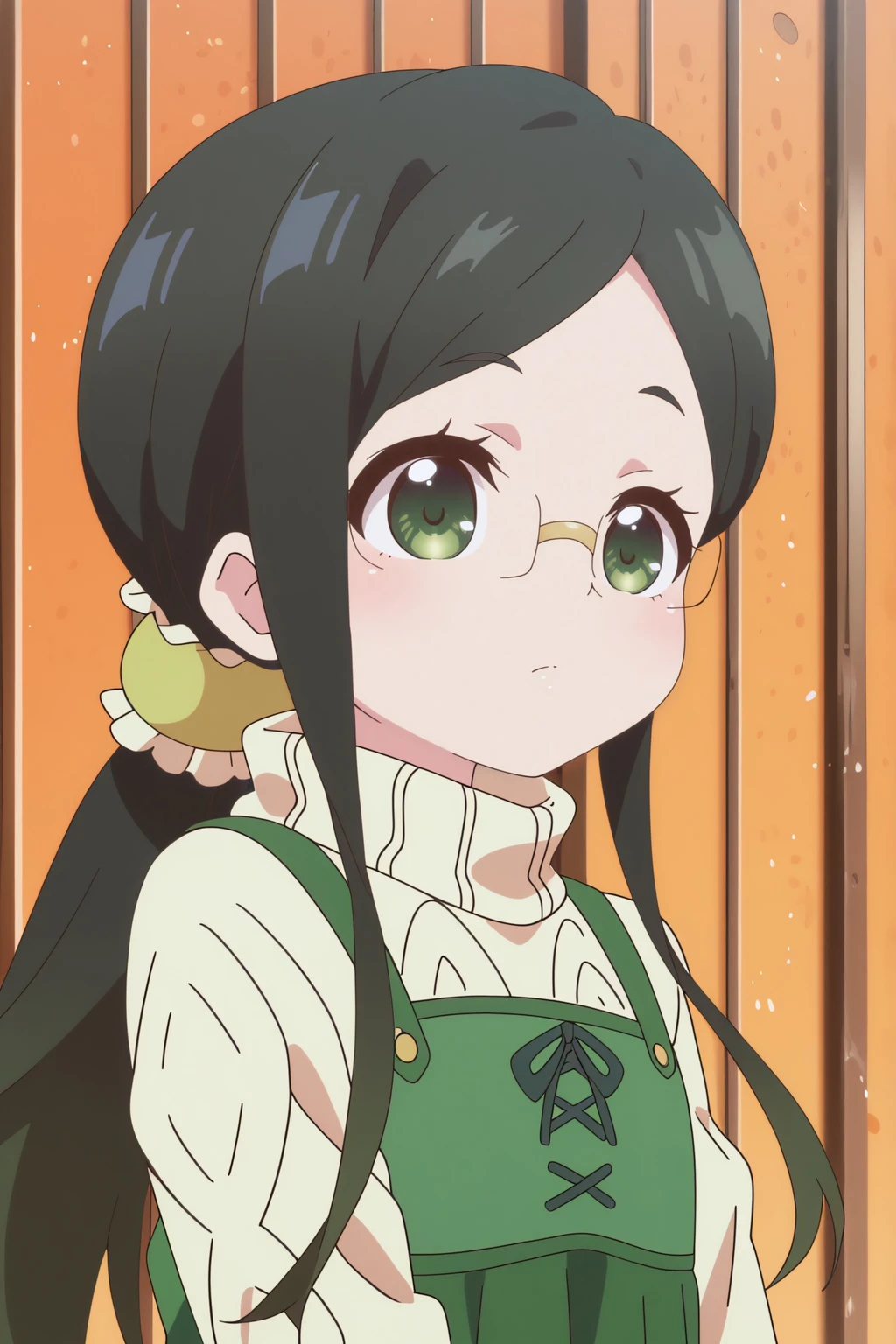 anime coloring, newest, outdoor sadatou ayano, rimless eyewear, turtleneck sweater <lora:Ryuuou_no_Oshigoto-Sadatou_Ayano-Illustrious:1>