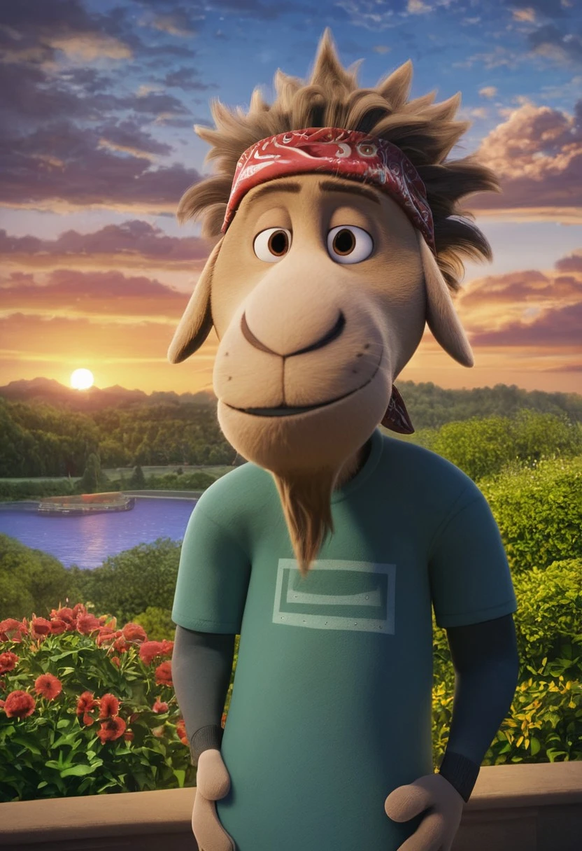 score_9, score_8_up, score_7_up, cartoon_style, ((by BodiPhantom)), 4k, 8k, The best quality, very well drawn, detailed, high quality, detailed, 4k, high resolution, high quality, high resolution, outdoors, furry character, SOLO, clearing, sun, flowers, clouds, river, stream, ULTRA detailed clothes, masterpiece, high budget,
rock dog, germur, furry, boy, a male goat, male goat with yellowish-brown fur, brown eyes and tousled light brown hair, he is wearing a turquoise T-shirt with a picture of a cassette tape over a darker long-sleeved shirt, blue jeans and a red bandana on his head,
She stands with her hands on her hips, kind, sweet, sexy, ultra detailed character, detailed face