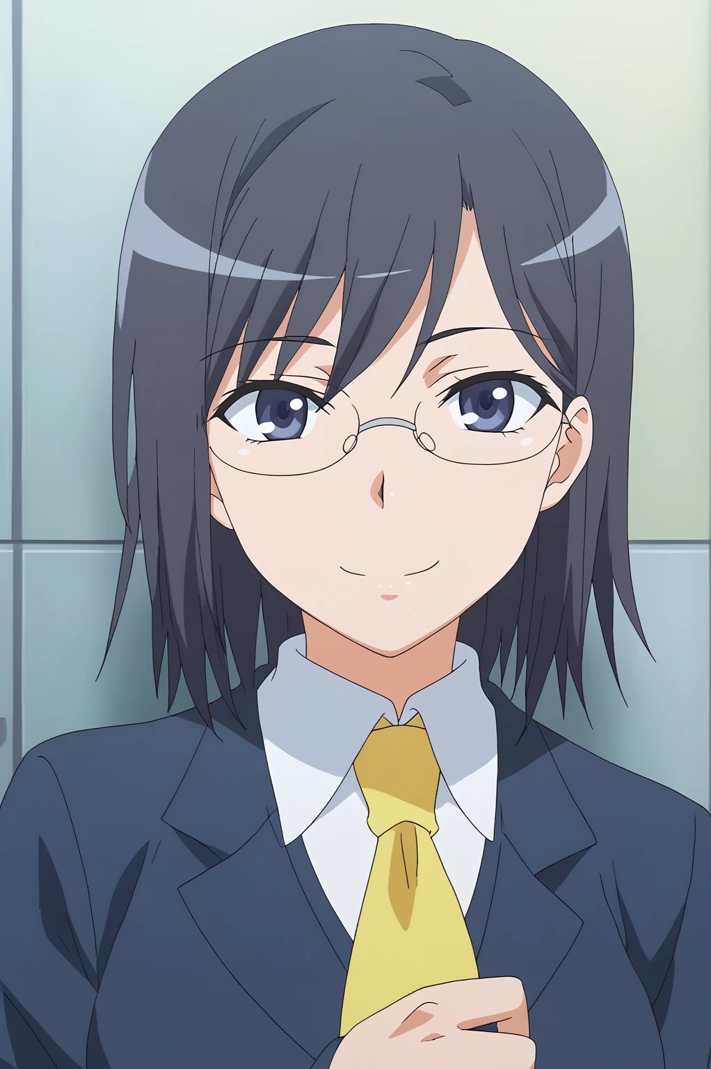 <lora:TESTS:0.8> Konori Mii, smile, glasses, upper body