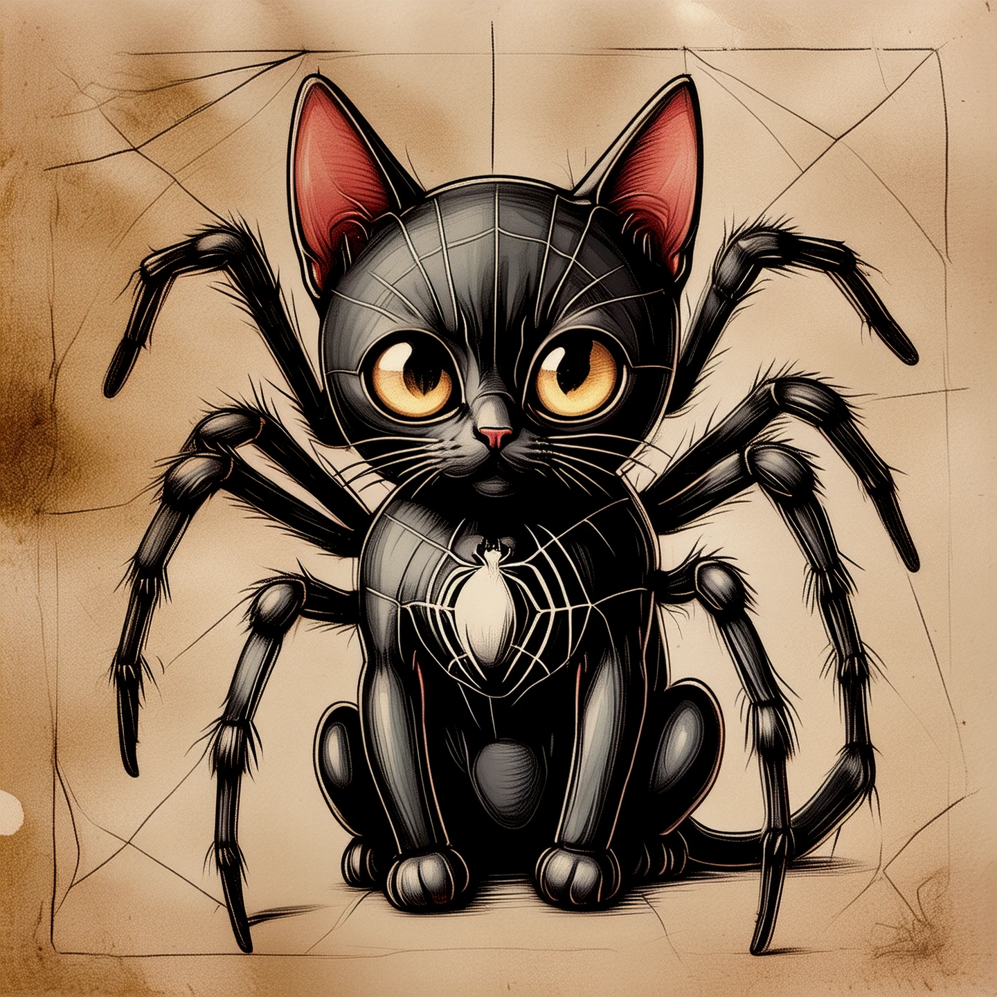 On old parchment.
Arachno-kitty. Superhero cat-spider.
dvnciCE_style