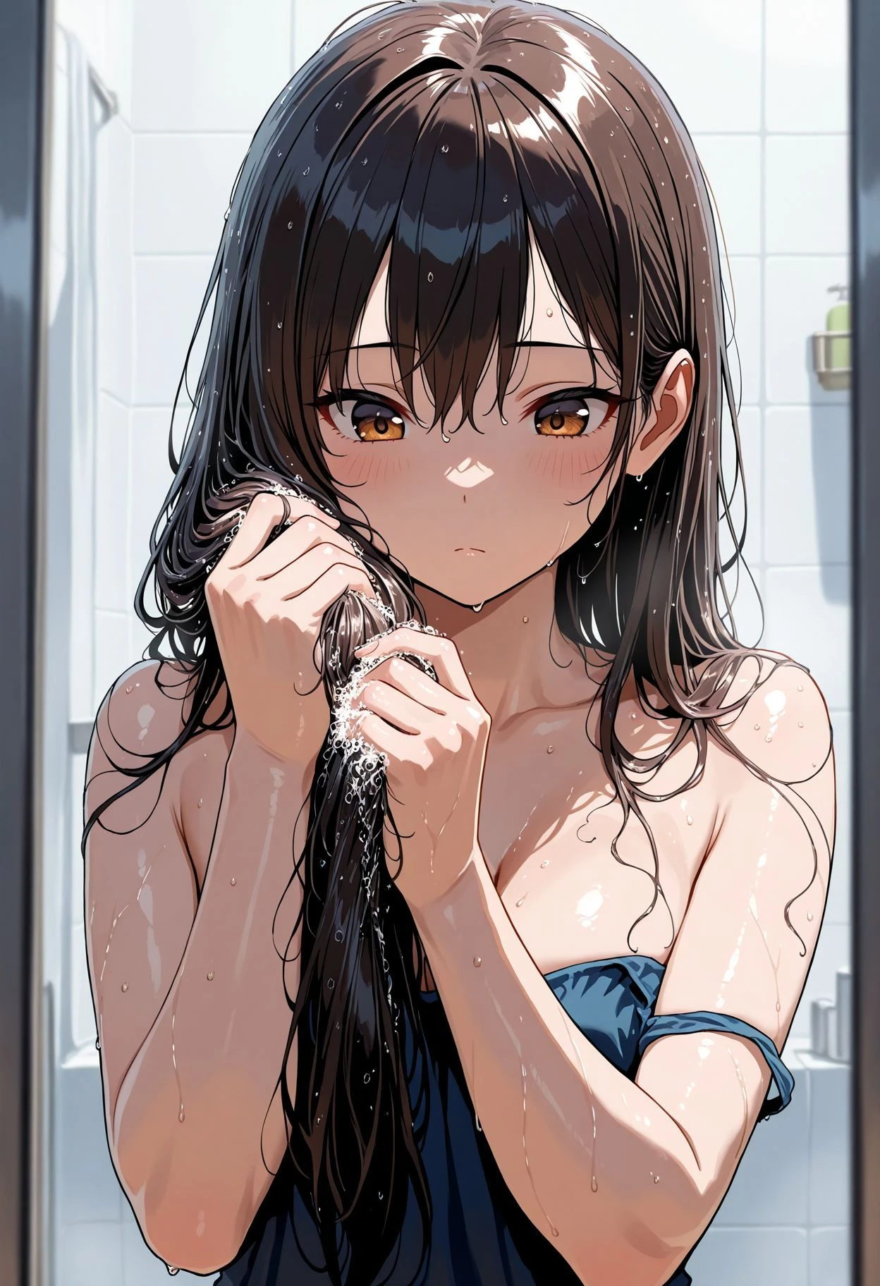 masterpiece, best quality, very awa
1girl, upper body
<lora:washinghair-il2:1> washinghair, washing hair, long hair, holding own hair, wet hair