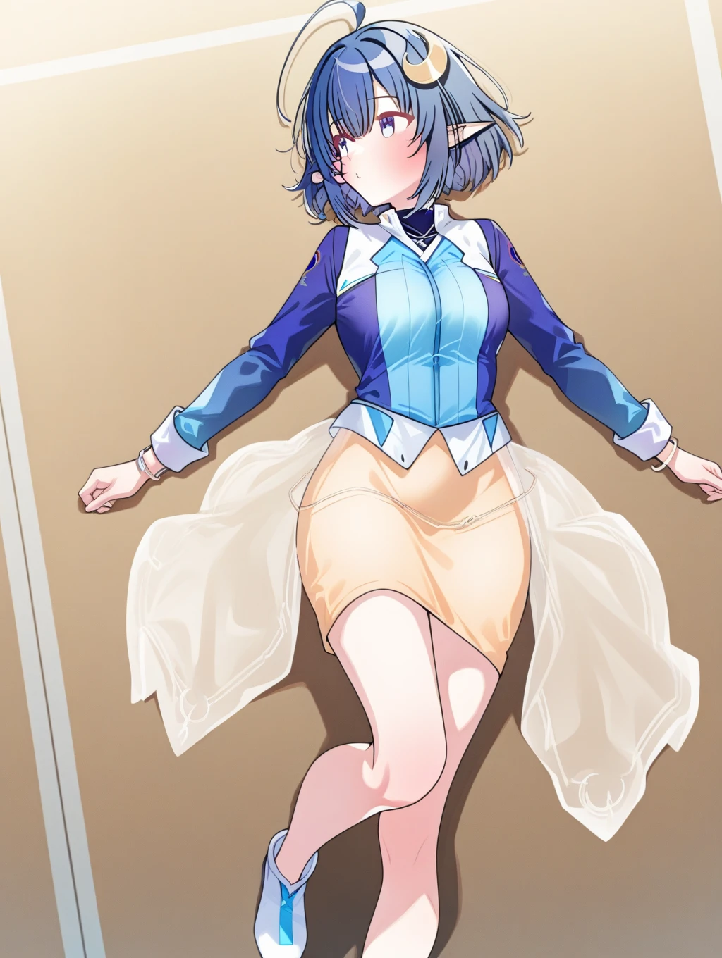 1 person、、Shota、goldenretriever boy,　slender、masterpiece、Highest quality、skyblue sexy sissy lingerie, bra、Knee-high socks、garter belt、smile、Idol Stage、smile、Full body illustration、Sexy pose