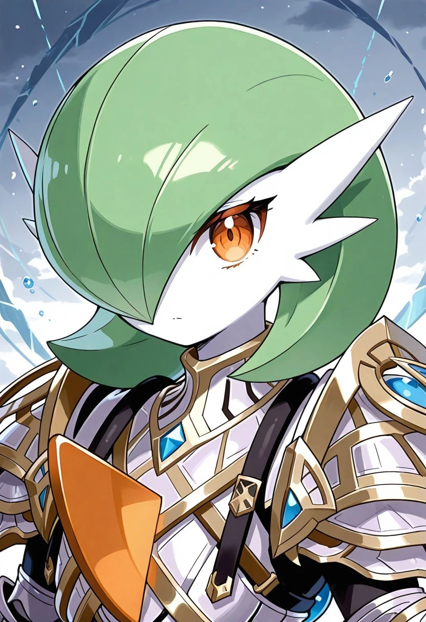 solo, gardevoir, hierarch armor, portrait, looking at viewer