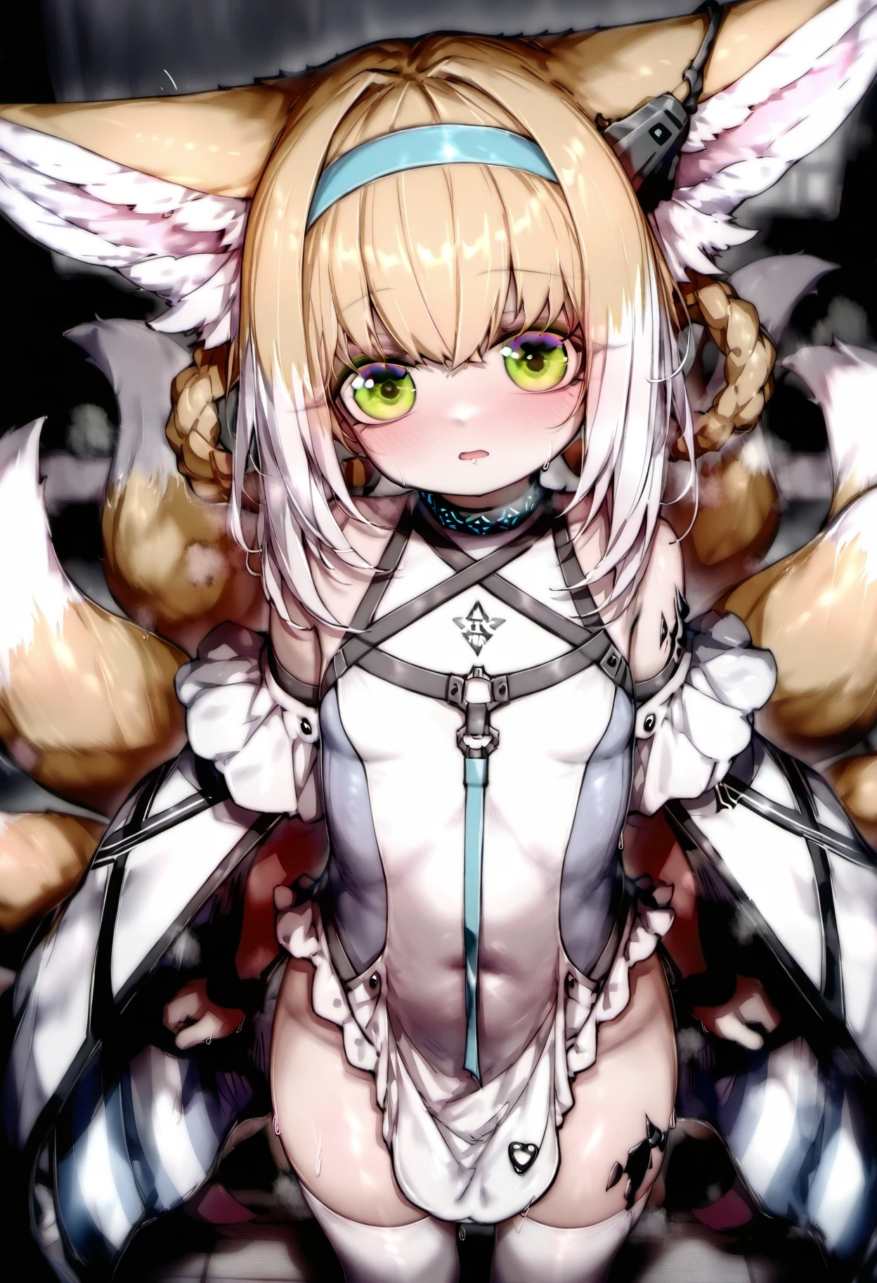 Draw a girl with long hair and cat ears, thick lineart, heavy outline, thick black lineart, clean anime outlines, small curvaceous loli, thick outline, Simple lines of art, thick outline, linear art, asuna from sao, heavy lineart, holding a pudica pose, clean lineart, Outlined!!!