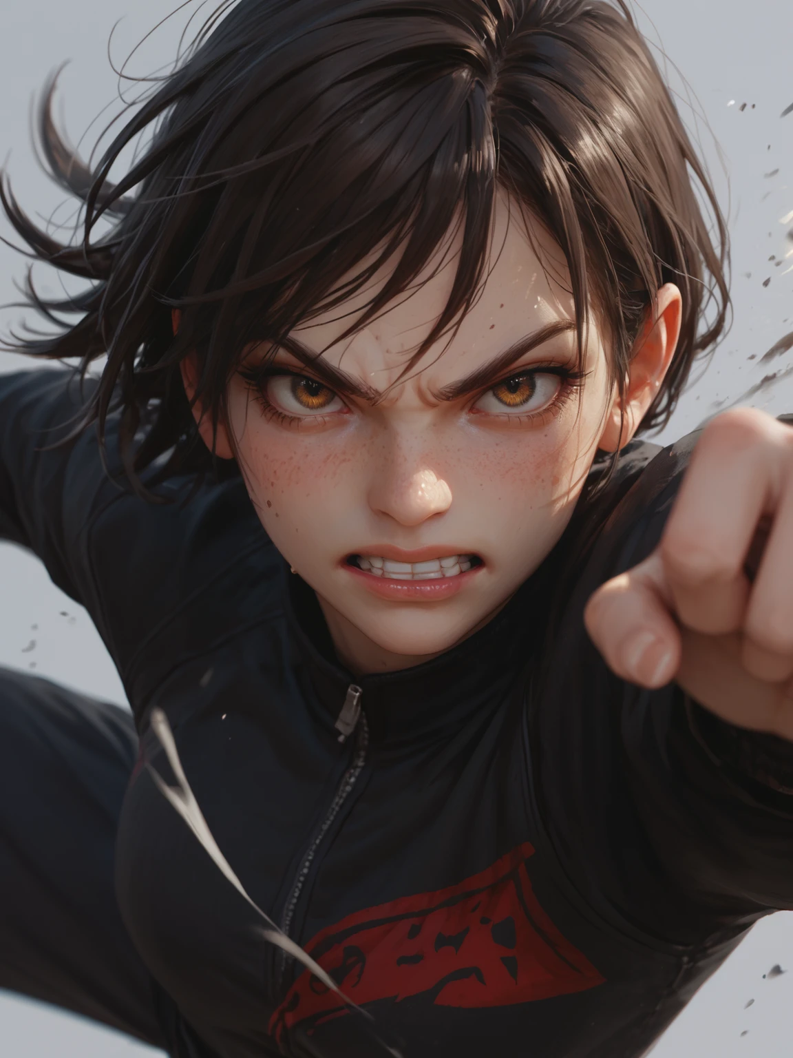 score_9,score_8_up,score_7_up,1girl,close-up,fighting stance,clenched teeth,