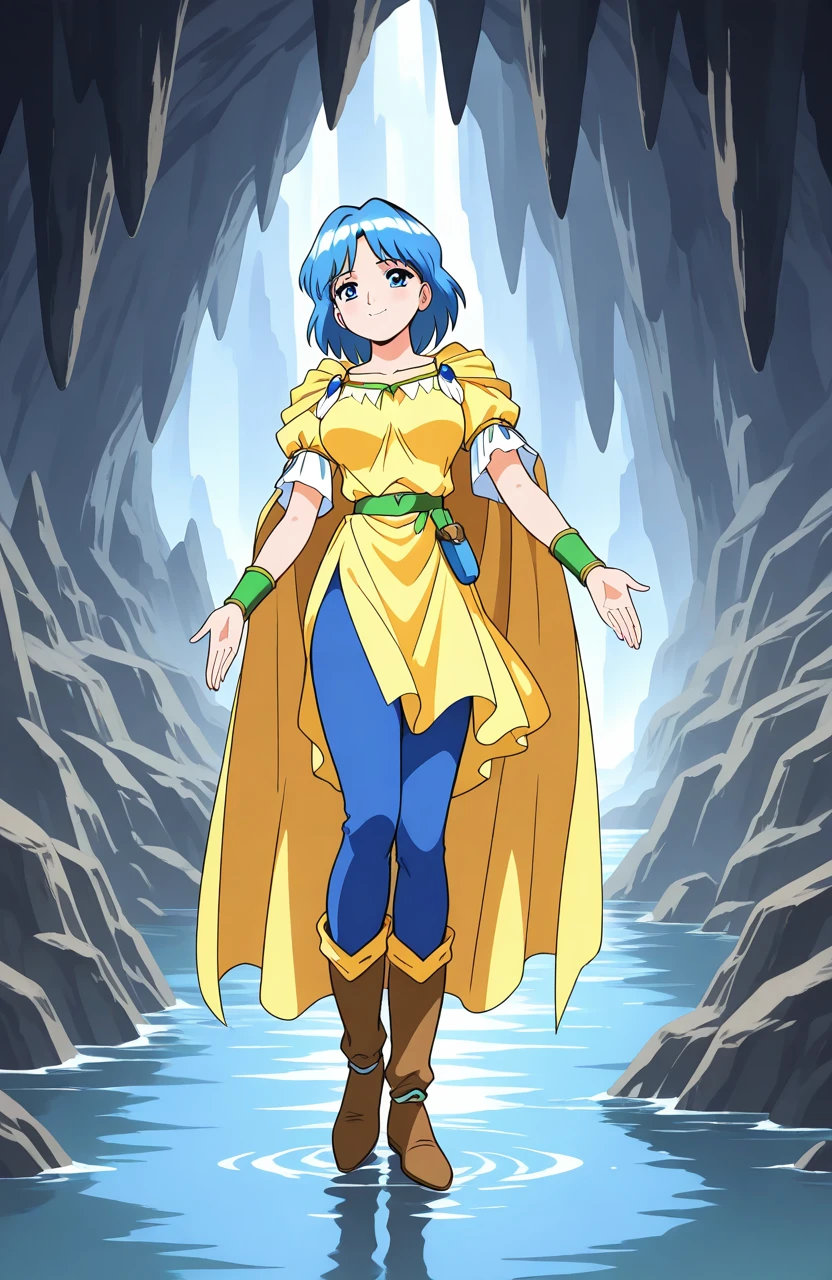 filmina, 1girl, solo, breasts, looking_at_viewer, short_hair, open_mouth, bangs, blue_eyes, long_sleeves, jewelry, medium_breasts, blue_hair, upper_body, earrings, outdoors, medium_hair, clothing_cutout