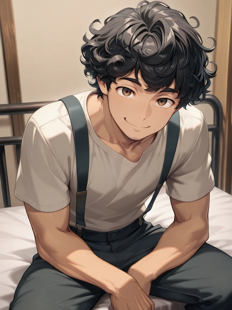 <lora:Tenryo_T:1>,Tenryo T,1boy,adult male,solo,
dusty ramshackle apartment,cot bed,sitting,trousers,suspenders,tshirt,subtle smile,confident,looking at viewer,
masterpiece,best quality,ultra detailed