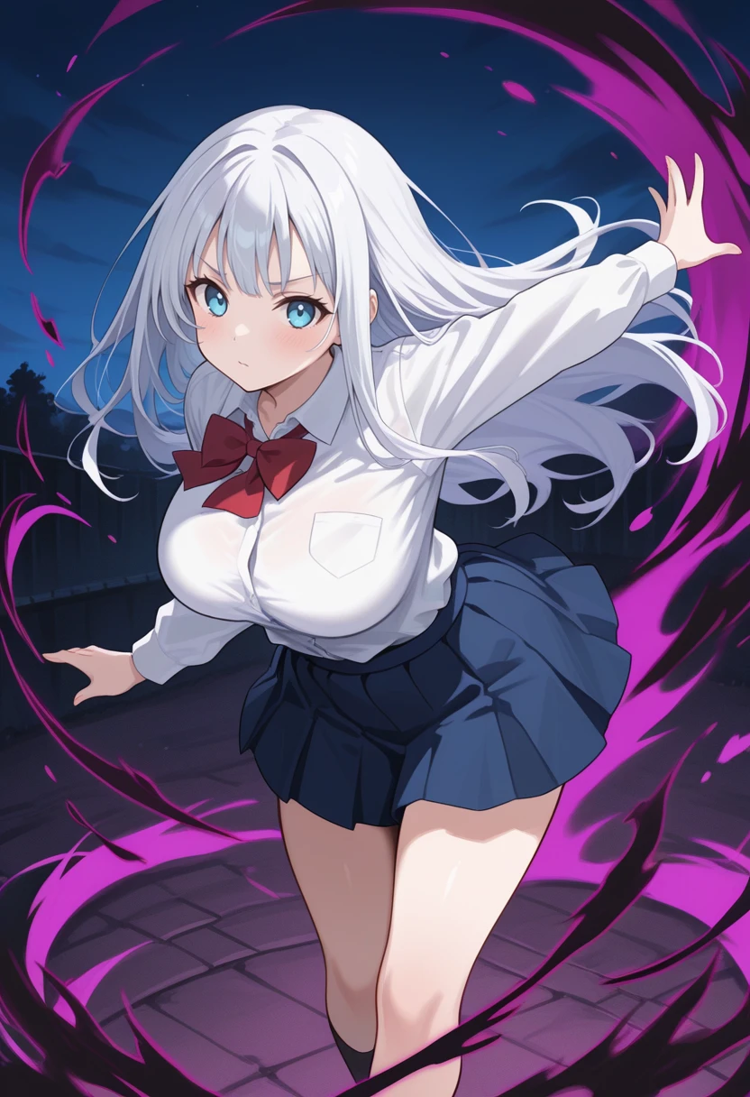 realistically, longhair, glitter silver hair, brown eyes, glowing eyes, white short skirt, super shot skirt, Blush, daytime, Wet from the rain, see through, sleeveless shirt, nipples, , pussy, crotch, surprise, hugging your knees, windy, elaina, the skirt is turned up, Hand open skirt, masterpiece, highest quality, very High resolution, (detailed and beautiful eyes), highly detailed face, perfect lighting, Very detailed CG, (perfect hands, perfect anatomy), witch, seduce expression, bottomless, sex appeal, armpit, slender, brown hair,