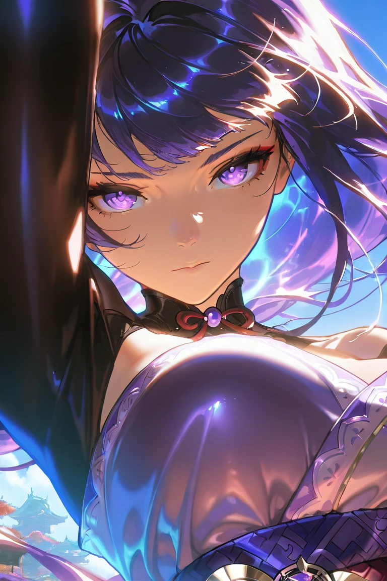 (((masterpiece、Highest image quality、highest quality、highly detailed unity 8kwallpaper)))、((Illustration of one girl、upper body))、(((beautiful girl)))、blue hair、stocky build, thickset physique:1.3, broad shoulders, solid chest、(((flat chest)))、white clothes