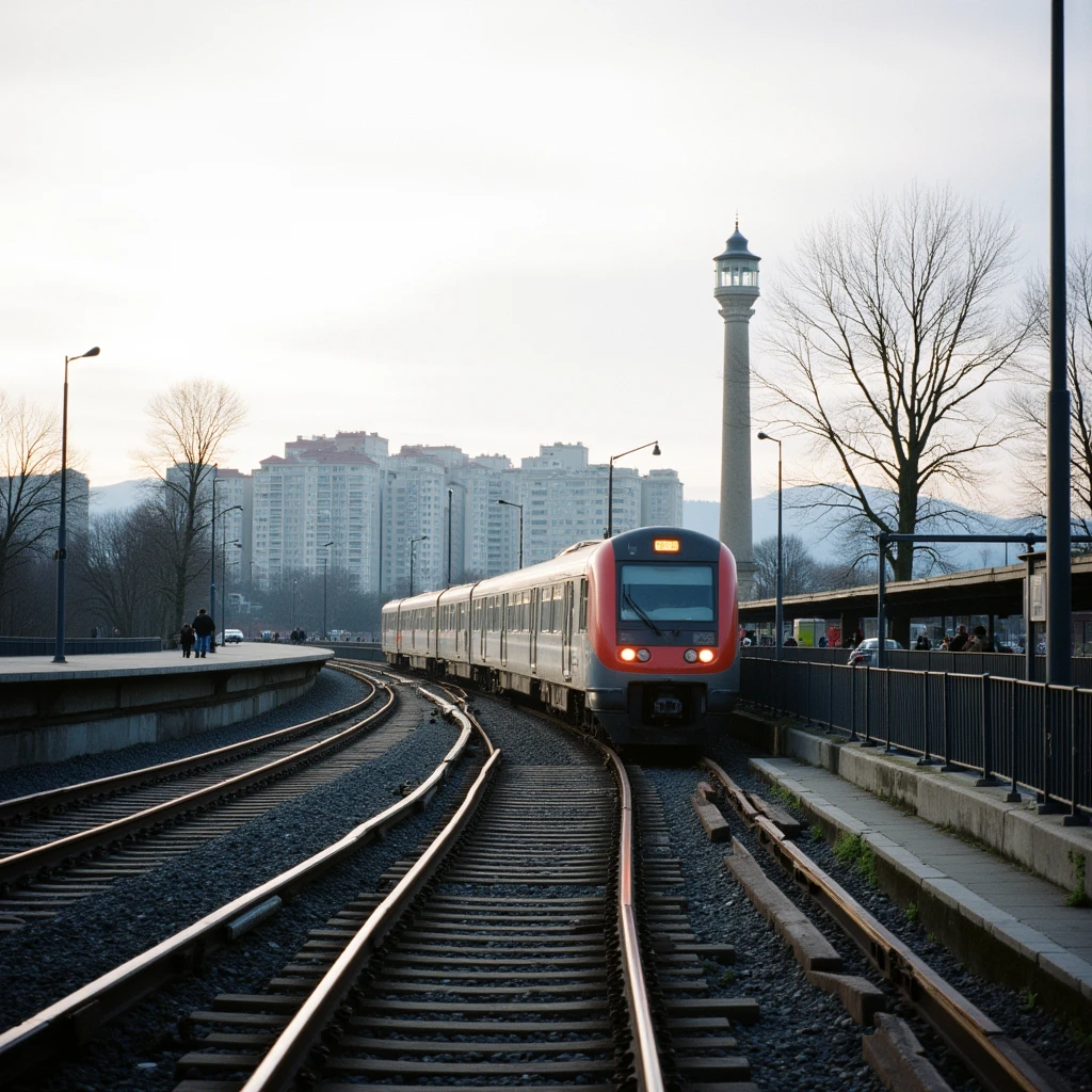 analog film photo of <lora:Celluloid Film v1:0.9>
FUJIFILM ETERNA analog film stocks of a train is traveling down the tracks in the city detailed image, sharp edges, cinematic, cinematography, FUJIFILM ETERNA analog film stocks style, outdoors, day, no humans, building, scenery, train, railroad tracks, train station, real world location, contrast:0.5, saturation:0.5, low contrast, faded film, desaturated, 35mm photo, grainy, vignette, vintage, Kodachrome, Lomography, stained, highly detailed, found footage
