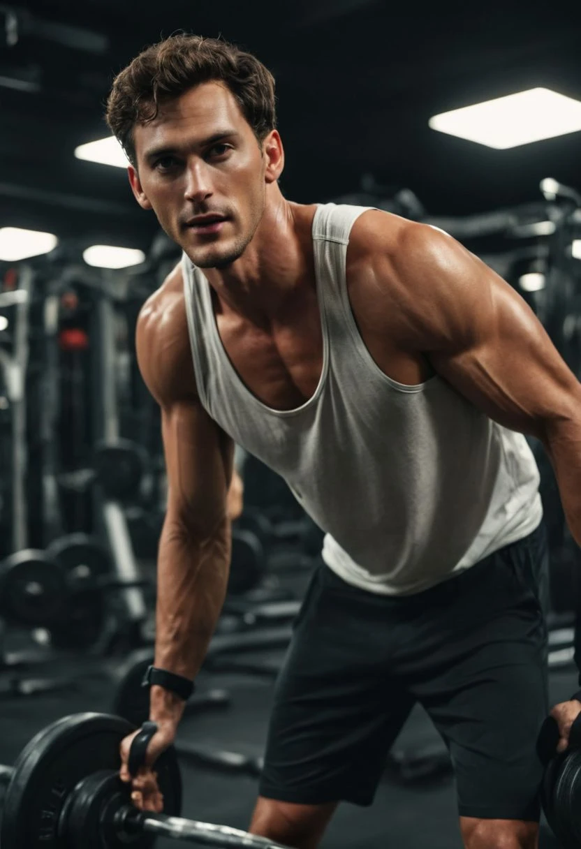 (Man in his 20s, tall), (Gymのトレーナー, Gym), (Healthy Body, Strong body)