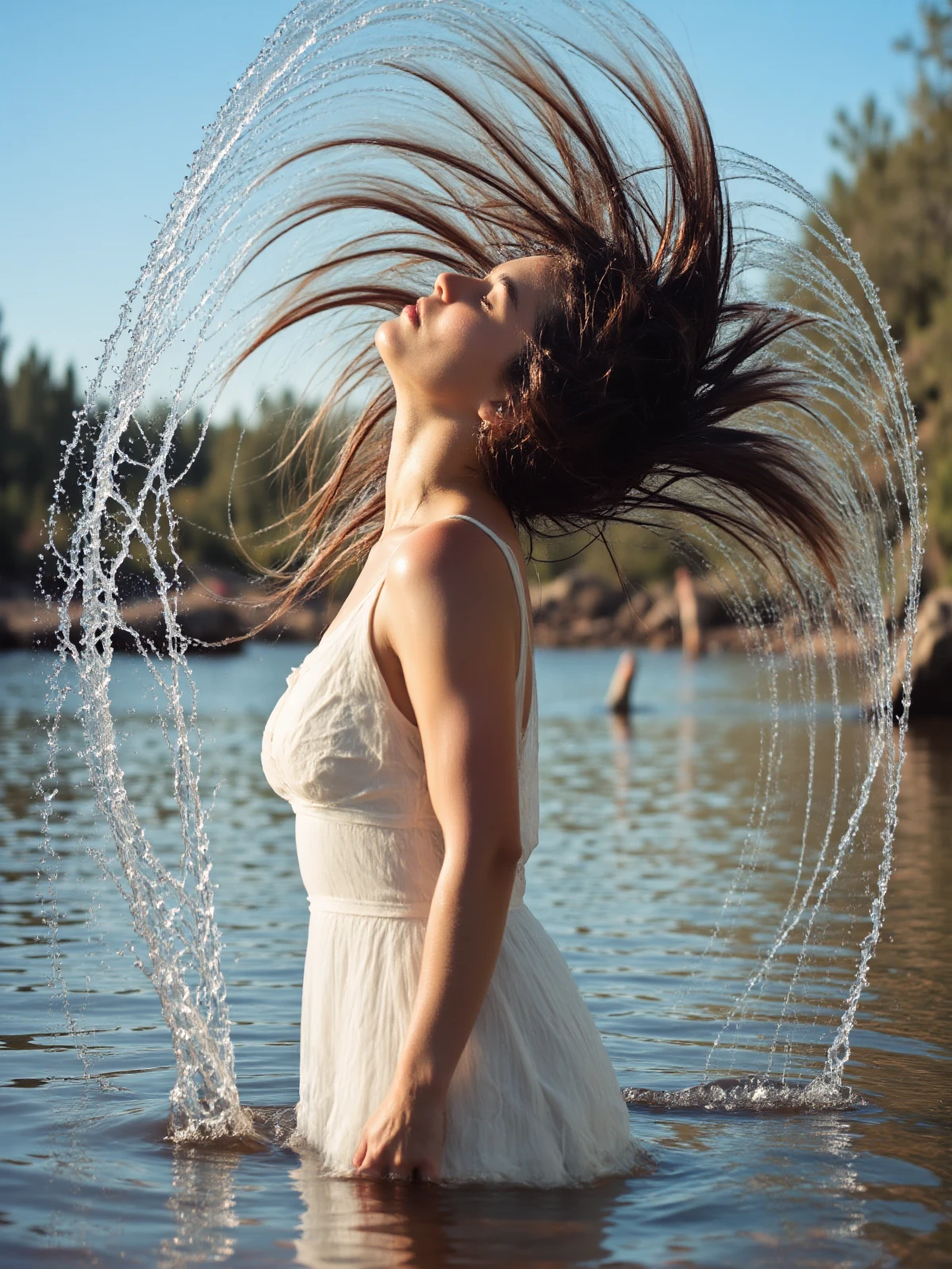 water hair flip.
This image shows a sexy young woman in a very beautiful dress and very long hair standing in the water.
She is facing away from the camera and is twirling her hair in the water, as the water splashes around her, creating a large splash.
The image is taken at a low angle.
<lora:Aso_water_hair_flip_v1.08:1> water hair flip
<lora:Toy_Camera_Flux:0.8>