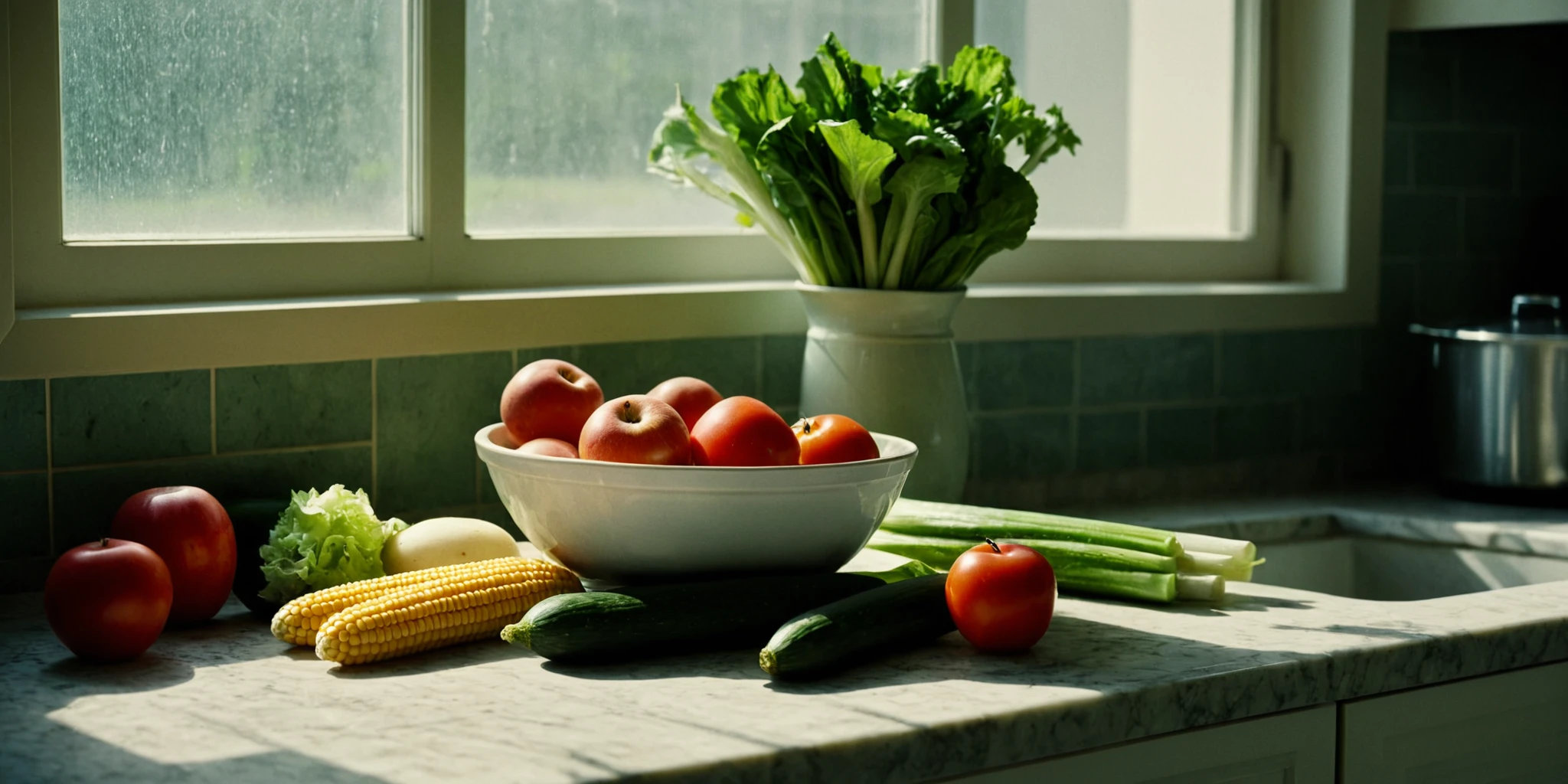 analog film photo of  <lora:cinematography digital film style xl v1:0.7>
Film stocks A cinematic realism footage of a bowl of vegetables on a counter top, detailed background, vivid color, cinematic shadows, cinematic color, chiaroscuro, perfect cinematic image, perfect body, perfect anatomy, sharp image, detailed image, high quality photography, cinematic skin tone color, cinematic skin pore, cinematic photography style, digital cinematography style, food, indoors, no humans, window, fruit, realistic, apple, basket, spring onion, food focus, vegetable, still life, cucumber, potato, corn, onion, scenery, tomato, day, kitchen, radish, carrot, lettuce, cabbage, shadow, tiles, photorealistic, faded film, desaturated, 35mm photo, grainy, vignette, vintage, Kodachrome, Lomography, stained, highly detailed, found footage