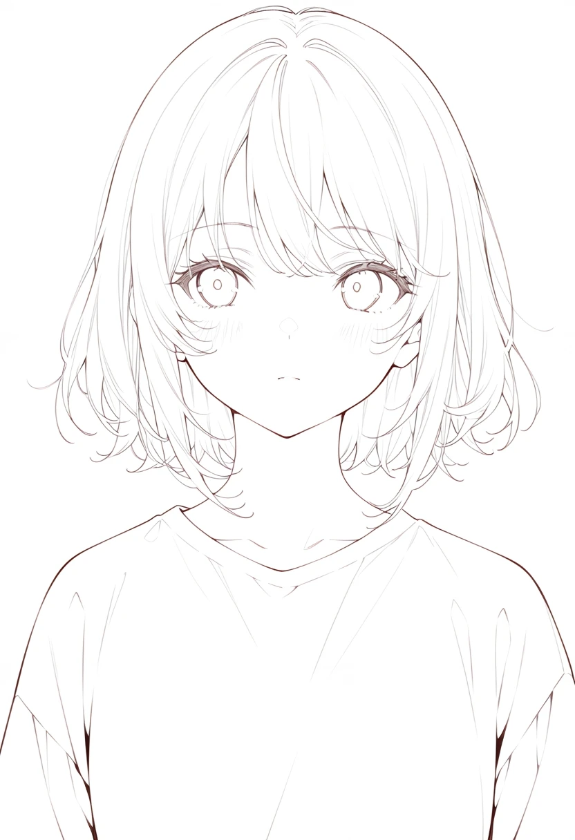 1girl, masterpiece, general, lineart, white background, simple background
