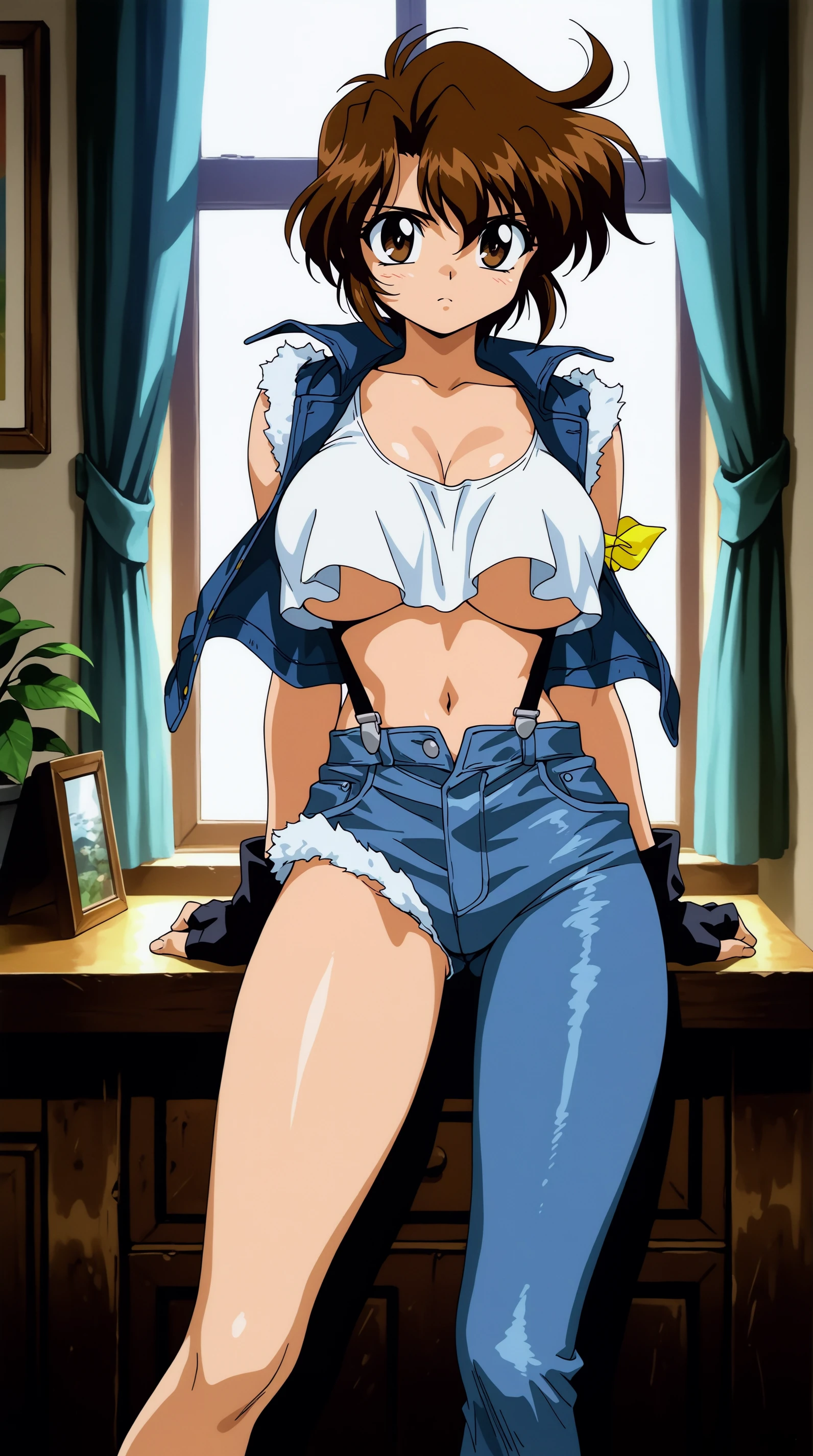 <lora:aoi_karinV1:.9> aoi_karin, huge_breasts, standing, solo, denim_skirt, masterpiece, best quality, detailed face, detailed eyes, highres,