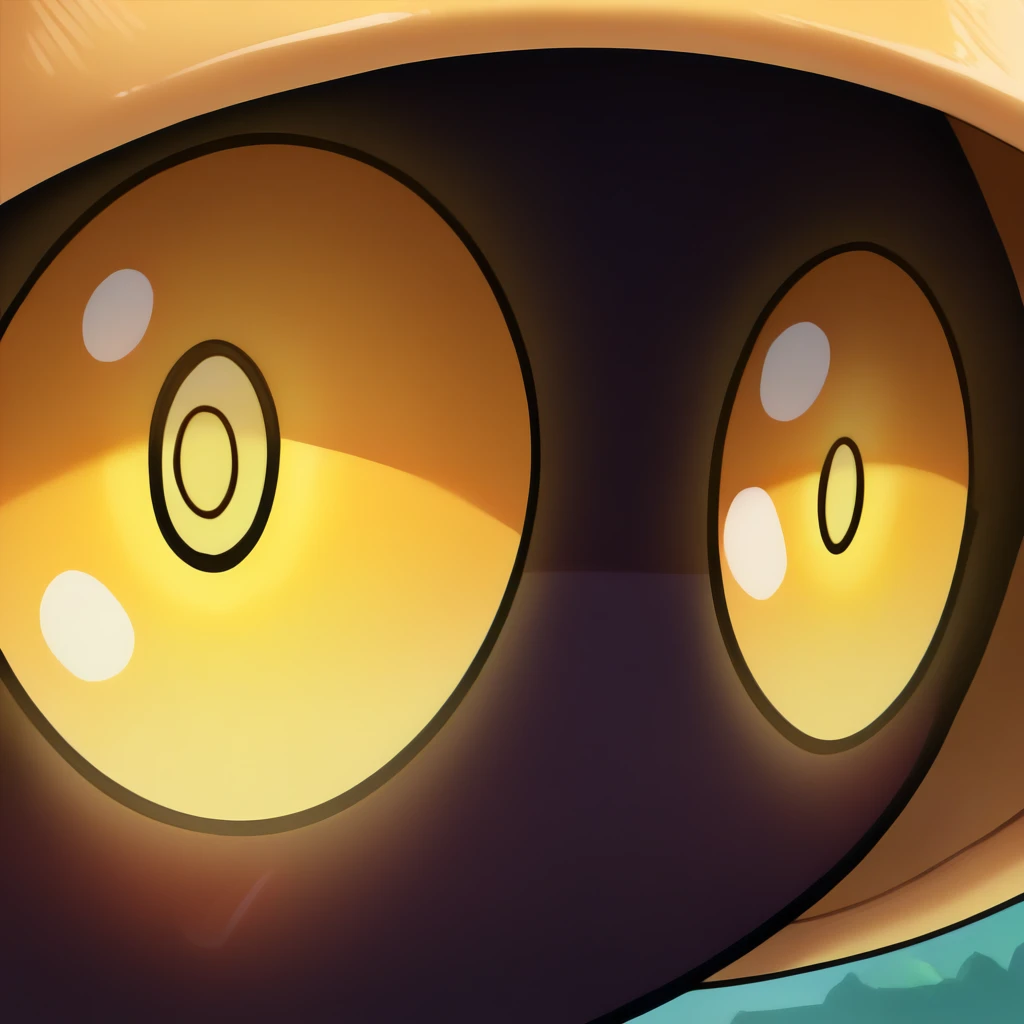 masterpiece, best quality, newest, absurdres, highres, eye focus, close-up, portrait, <lora:StareMeme_illusXLNoobAI_Incrs_v1-000008:1>, <lora:Ziggy-illus_Fp:1> ziggy, yellow eyes, shaded face, faceless, no mouth, wizard hat,