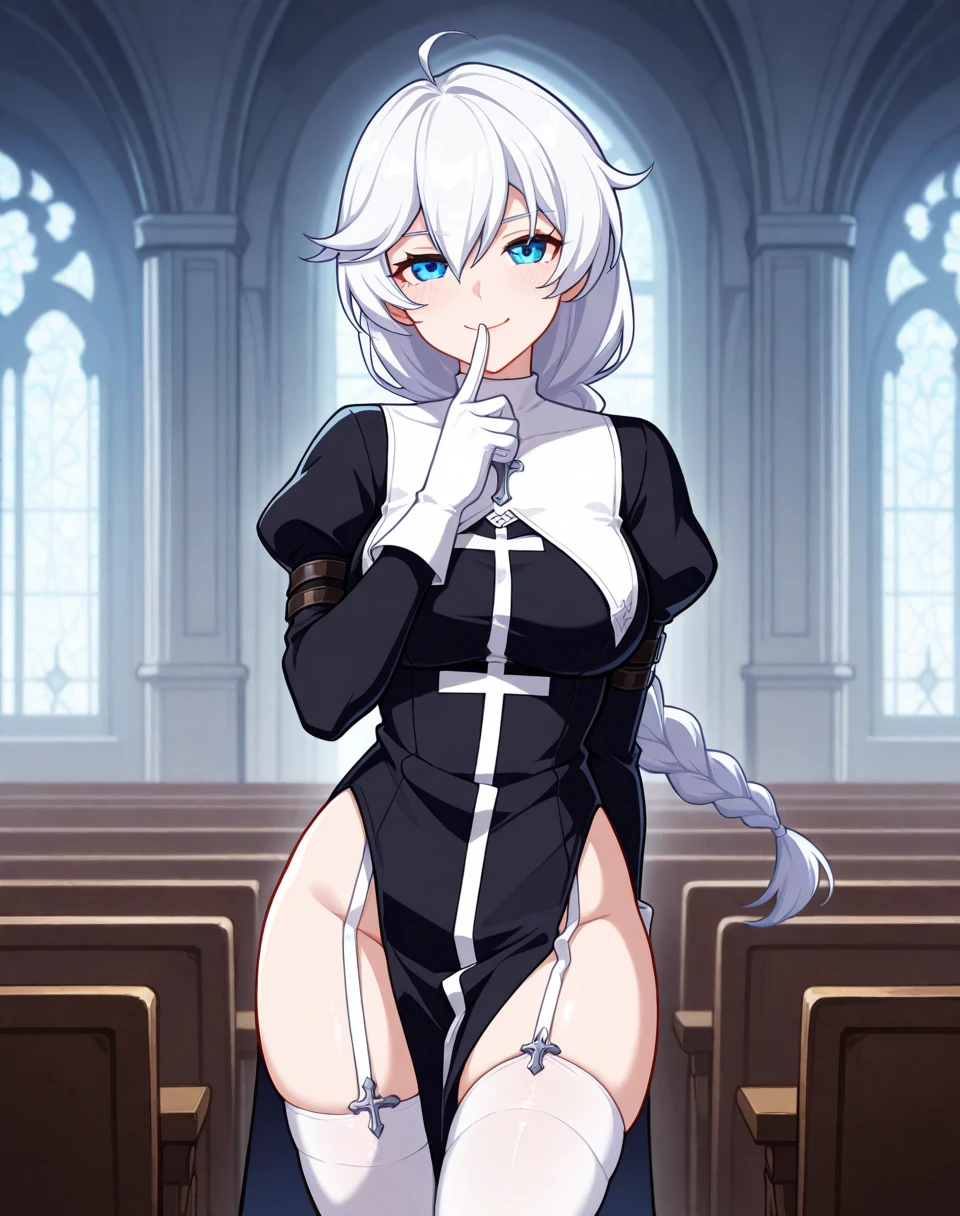 ((queen woman)),((with penis,large penis,soft penis)),cloak on back,with crown,((medium breasts, bare breasts,((white hair with ponytail, red eyes)),((standing, in a haunted castle, at night)) ,