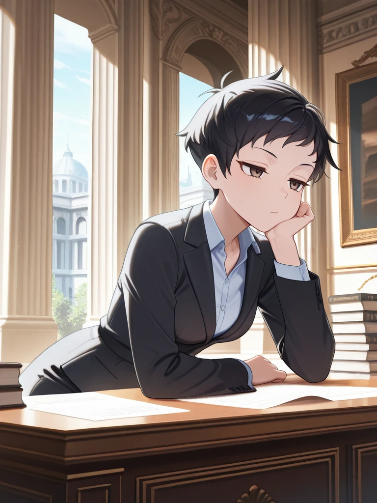 <lora:Ketrya_S:1>,Ketrya S,1girl,solo,
business suit dress,bored,marble,greco-roman palace office,columns,pillars,city view,documents,piles of books,black marble desk,
masterpiece,best quality,ultra detailed