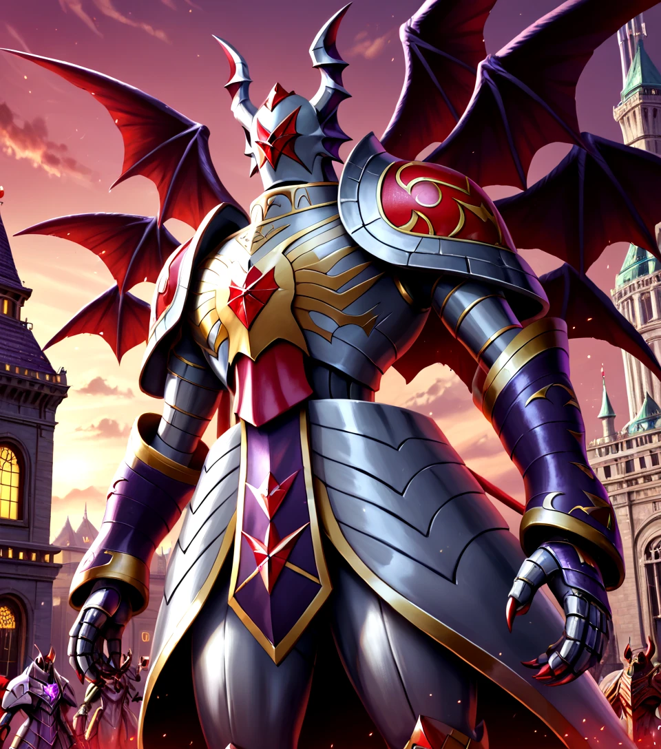 masterpiece, best quality, newest, absurdres, highres, furry, perfect anatomy, score_9, score_8_up, score_7_up,
8K, In'ei, chiaroscuro, volumetric lighting,
<lora:Shadowseraphimon_(Digimon)_(Pony)_(AD):0.85> Shadowseraphimon, Digimon, faceless, <lora:ColorLight:0.8> <lora:add_detail:1.5> <lora:image_compositionLoCon:0.8> cowboy shot,
((detailed anime background, evil red purple sky, dark, exterior, monumental architecture, windows, evil domain, masterclass anime, ):1.5),
5 pairs of wings, solo, dutch angle, deep metallic colors, eyeless, noface, hyper glossy polished metal armor, in the style of the anime Digimon Tri, in the style of the video game Digimon New Century, perfect proportions,
EZRealPONYXL, zPDXL, zPDXLxxx, Smooth Quality,
