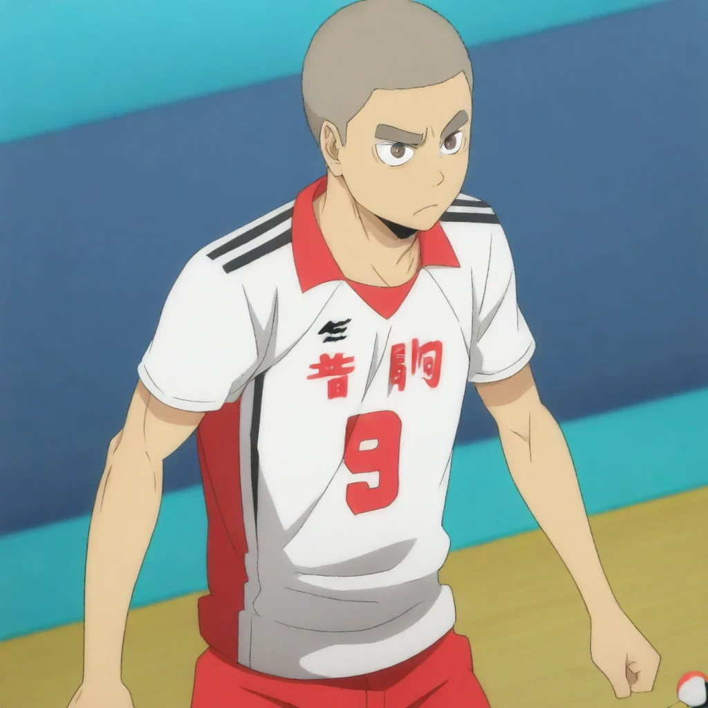 1boy, tamahiko_teshiro, grey hair, very short hair, brown eyes, indoor, volleball field, standing, angry face