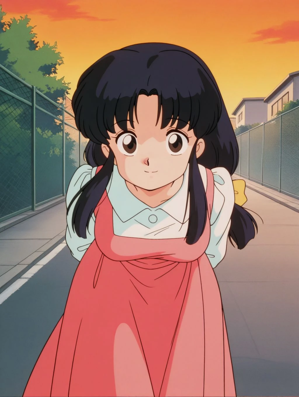 Kyoko,score_9,score_8_superior,score_7_superior,sauce_anime,One girl,alone,View your viewers,city,Micro Bikini、cowboy_shot,Front view,Are standing,smile,:d,arms_behind_return,