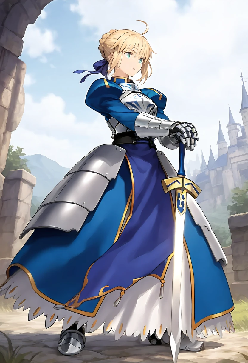 <lora:unicornOLIL:1>saber \(fate\),full body,castle very awa, masterpiece, best quality, amazing quality, very aesthetic, absurdres, sensitive, newest <lora:spo_sdxl_10ep_4k-data_lora_webui:0.7>,