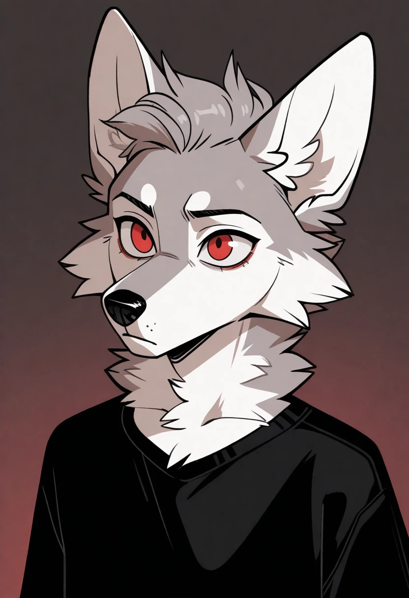 best quality, amazing quality, very aesthetic, absurdres, newest, by cocadope, 1boy, solo, upper body, BREAK
furry, male wolf, white fur, red eyes, two-tone fur, <lora:Cocadope_style_Illustrious:1>